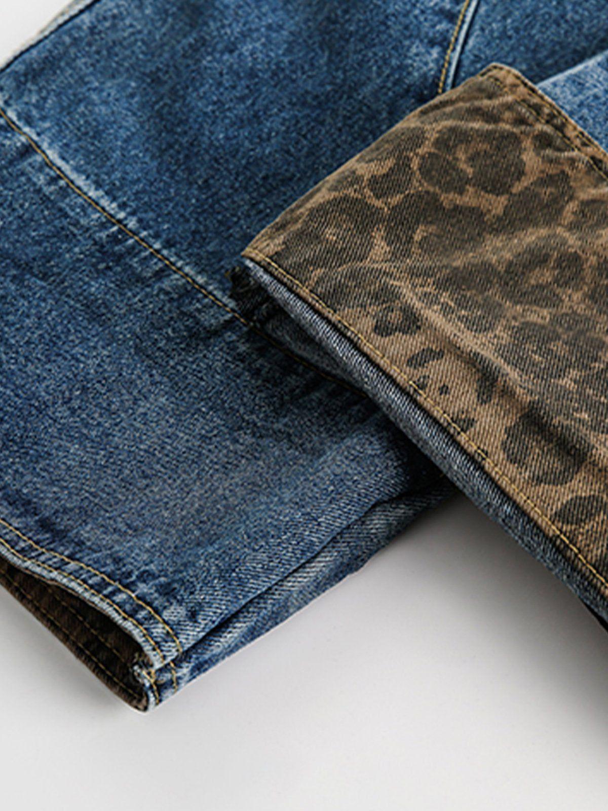 Aelfric Eden Leopard Cuffed Super Baggy Barrel Jeans Product Image