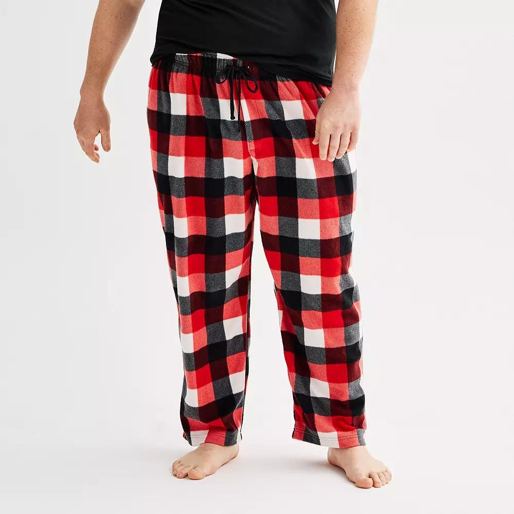 Big & Tall Sonoma Goods For Life® Microfleece Pajama Pants, Men's, Size: 2XB, Retro Plaid Red Black Product Image