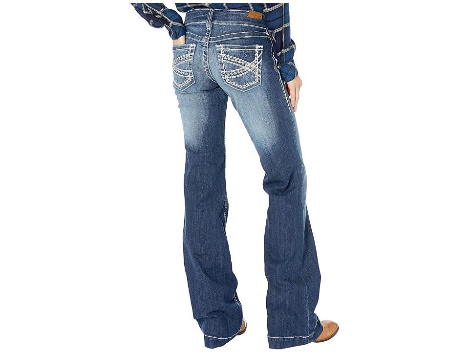 Ariat Mid Rise Stretch Denim Embroidered Pocket Wide Leg Jeans Product Image