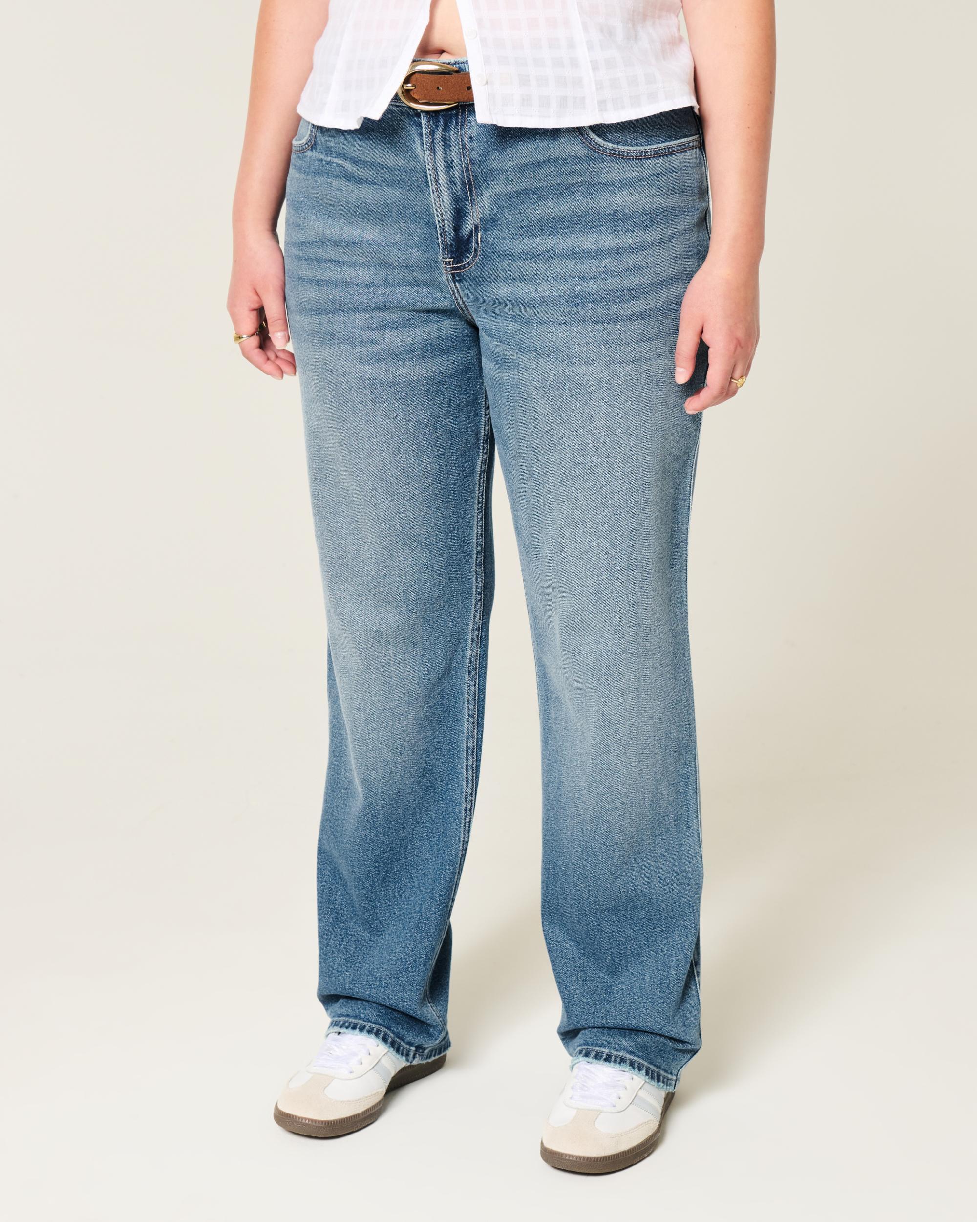 High-Rise Dark Wash Straight Jeans Product Image