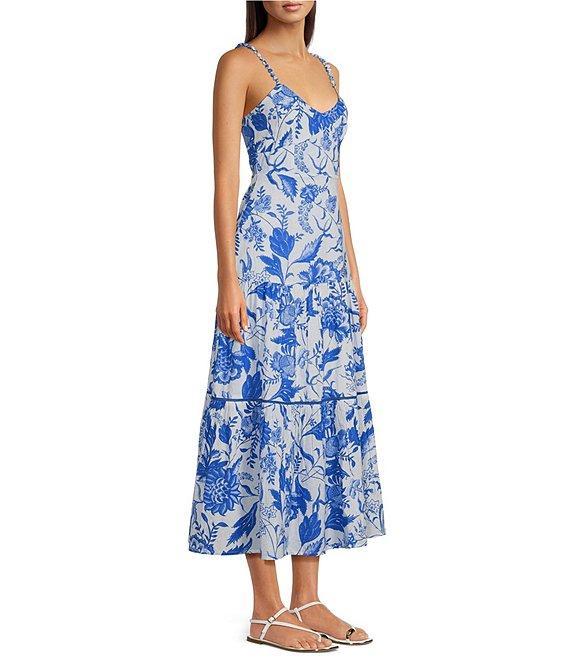 Ro's Garden Brittany Printed V-Neck Sleeveless Midi Dress Product Image