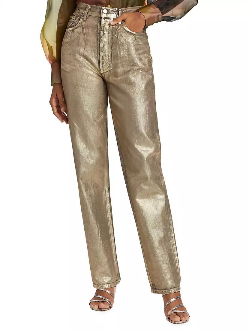 Foil High-Rise Straight-Leg Jeans Product Image