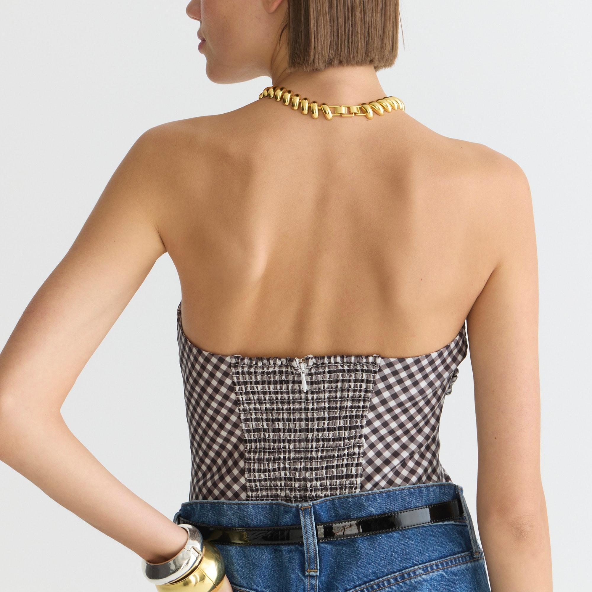 Collection ruched strapless top in stretch taffeta Product Image