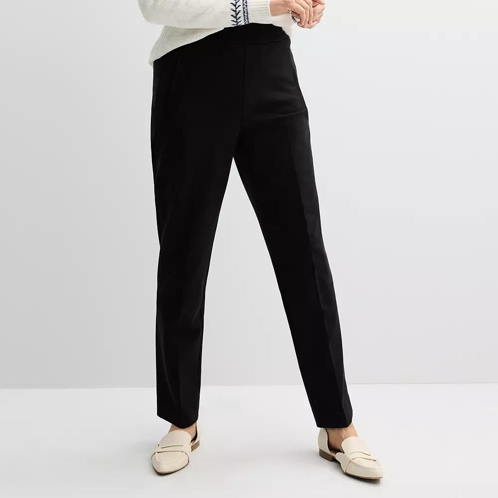 Women's Croft & Barrow® Ponte Classic Straight Pants, Size: Small, Mineral Black Product Image