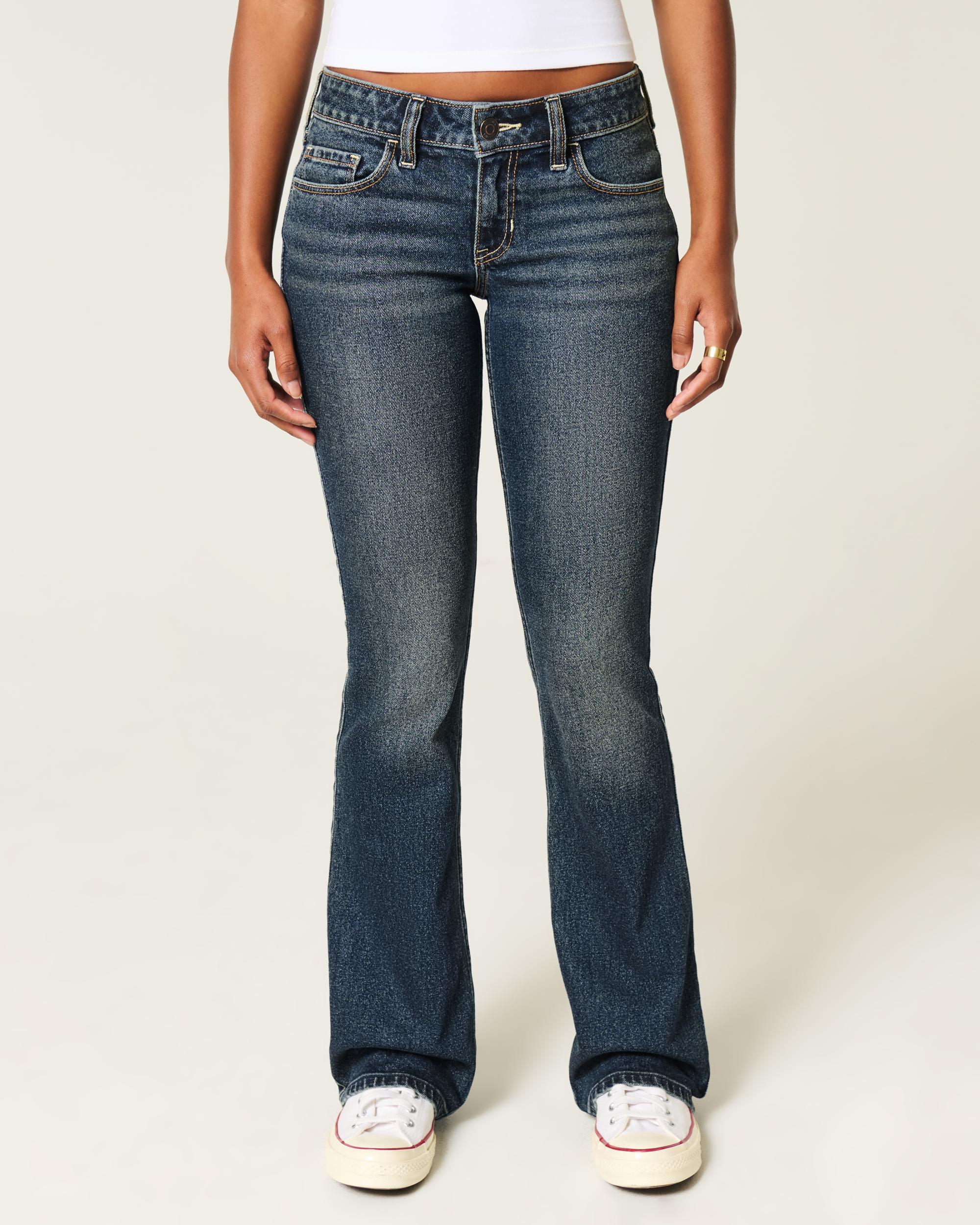 Low-Rise Dark Wash Embroidered Boot Jeans Product Image