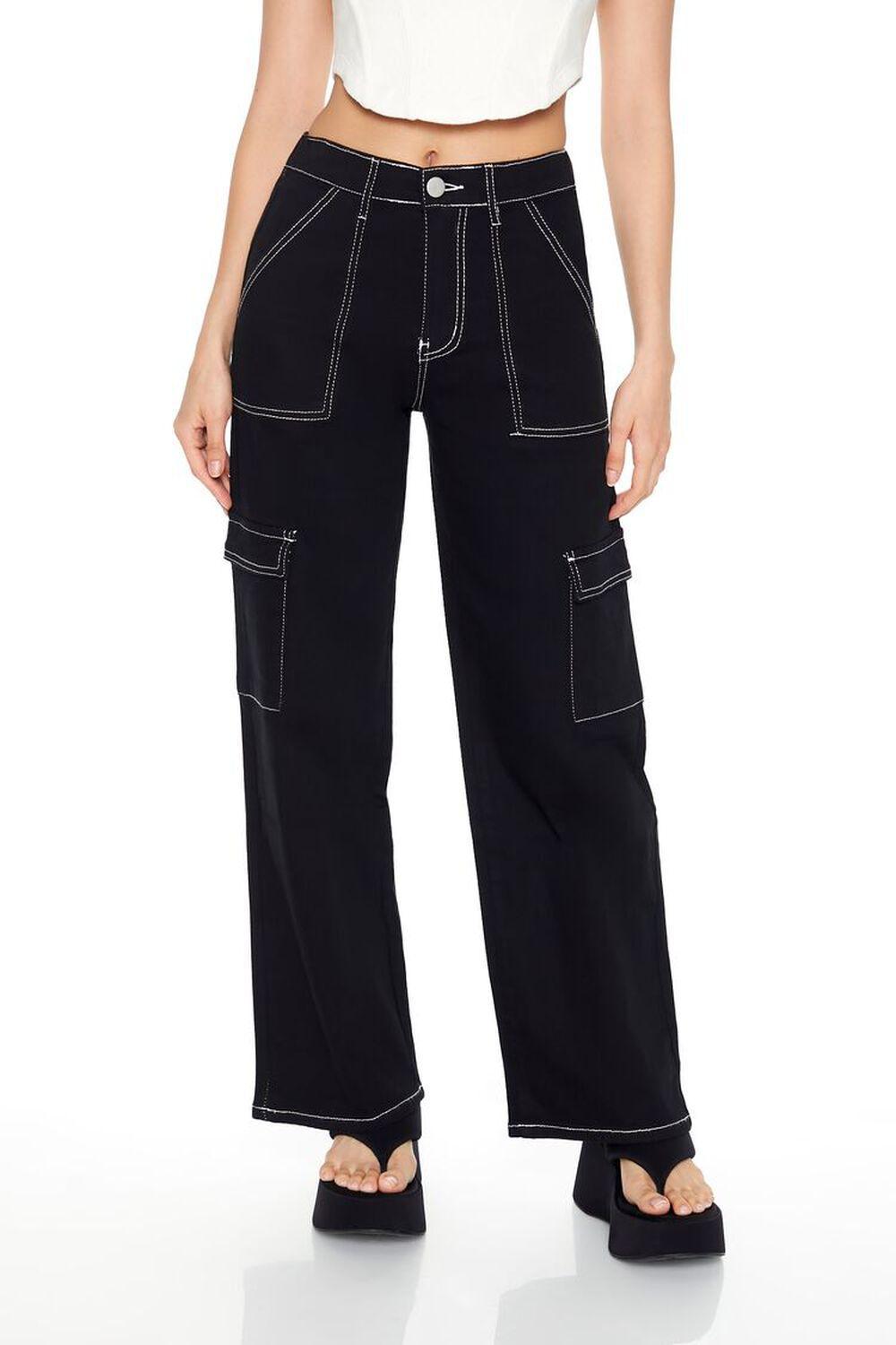 Twill Contrast-Trim Cargo Pants | Forever 21 Product Image