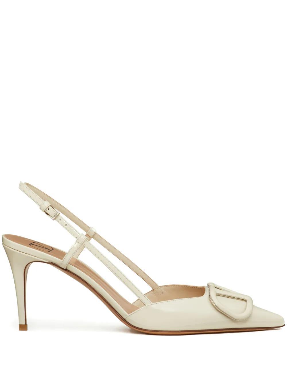 VALENTINO GARAVANI Off-white Vlogo Slingback 80 Pumps In Light Ivory Product Image