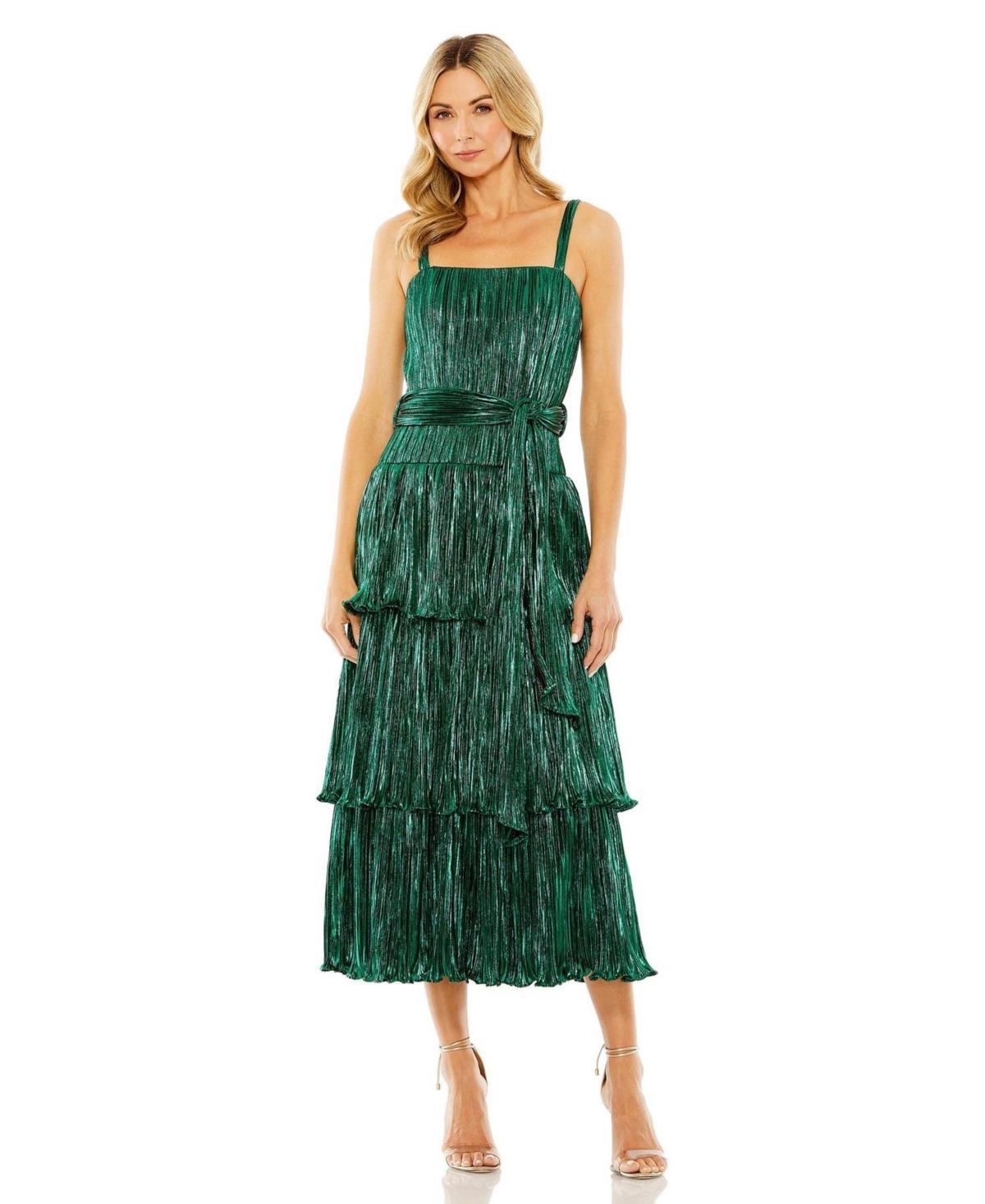 Womens Mac Duggal Ruffle Tiered Buckle Detail Dress Product Image