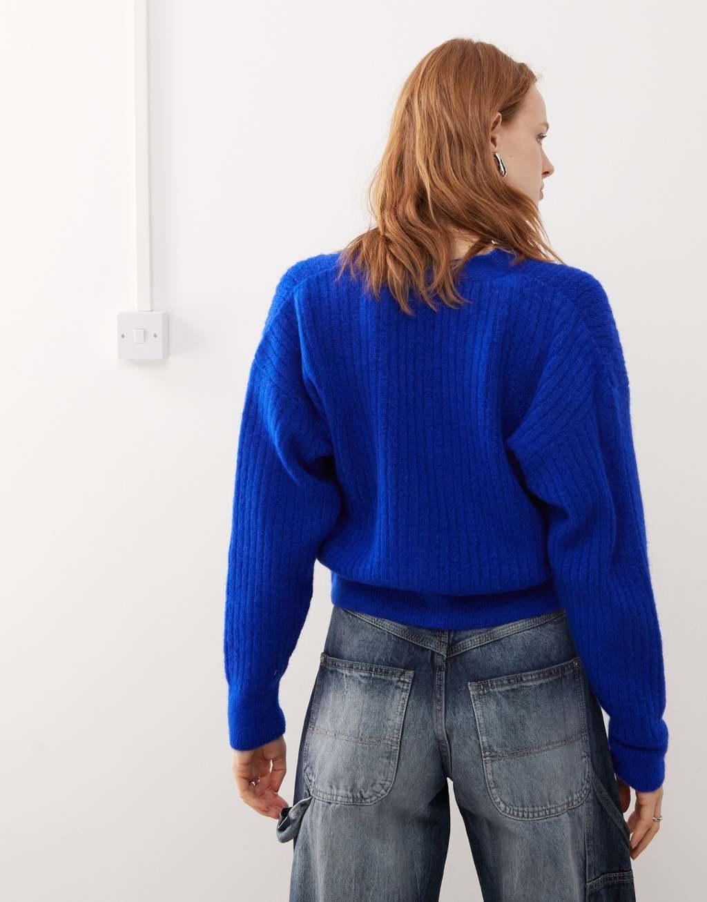 COLLUSION knit cardigan in blue Product Image