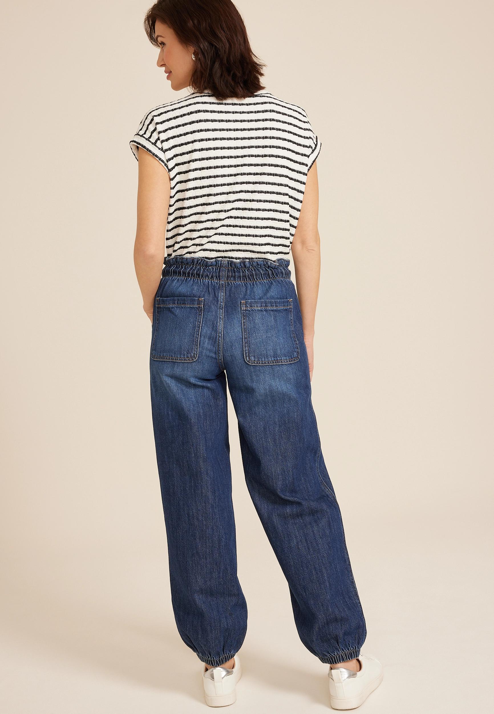 Soft Dark Denim Mid Rise Ankle Jogger Product Image