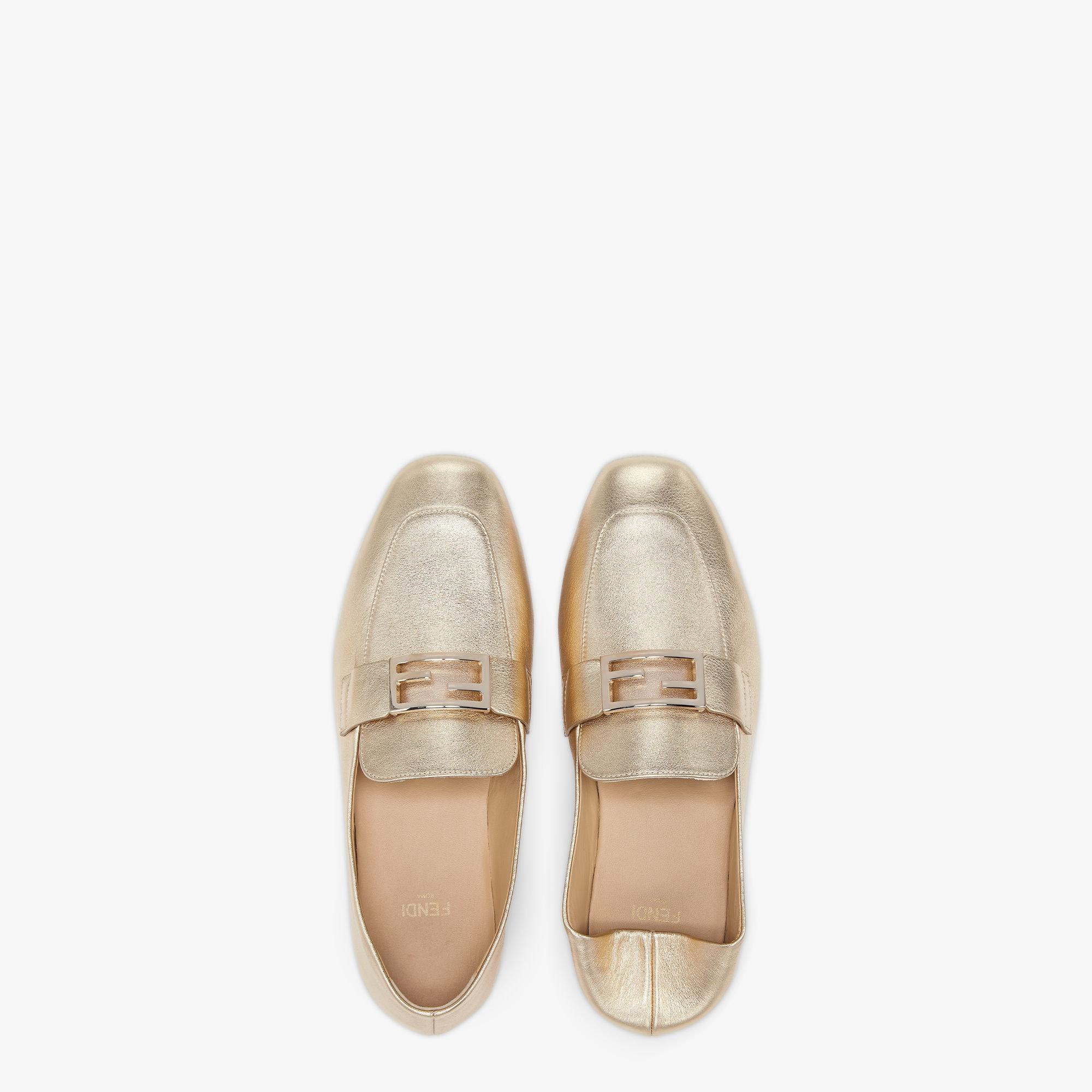 BaguetteMetallic champagne-colored leather loafers Product Image