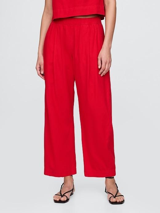 Mid Rise Linen-Blend Easy Barrel Pants Product Image