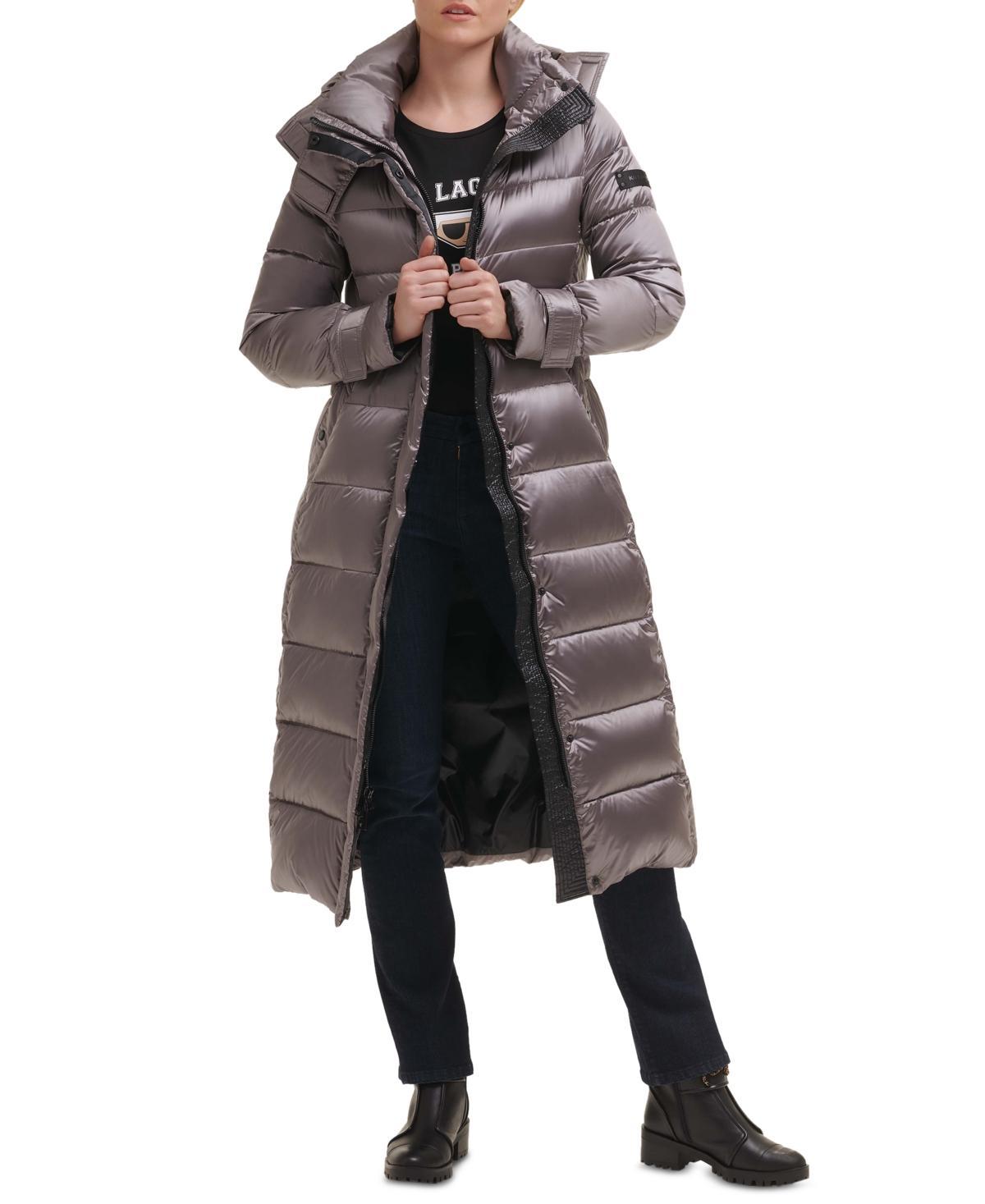 Karl Lagerfeld Womens Shine Hooded Belted Puffer Coat Product Image