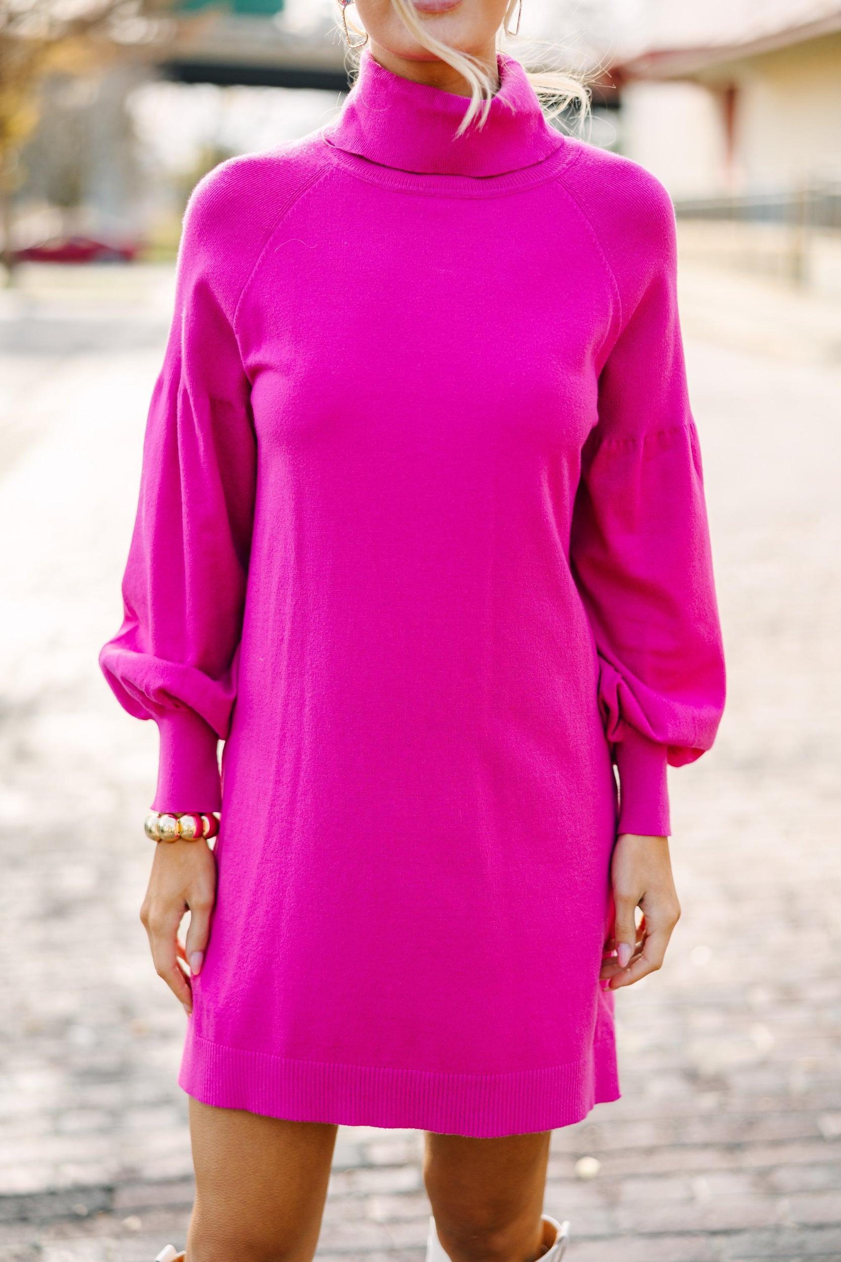Wherever You Go Pink Turtleneck Sweater Dress Female Product Image