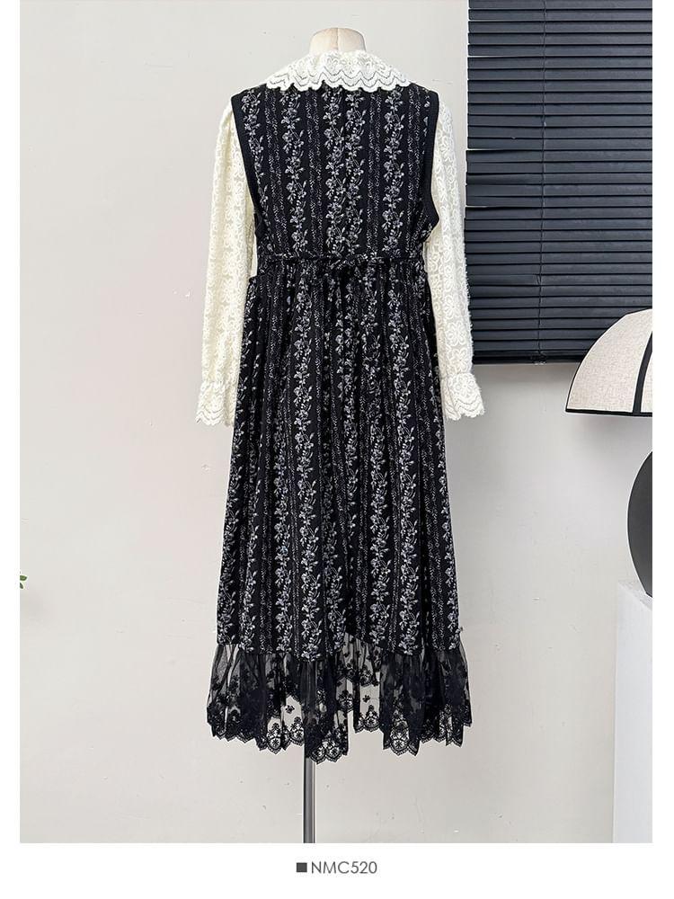 Lace-Trim A-Line Tank Dress / Ruffled Loose Top Product Image