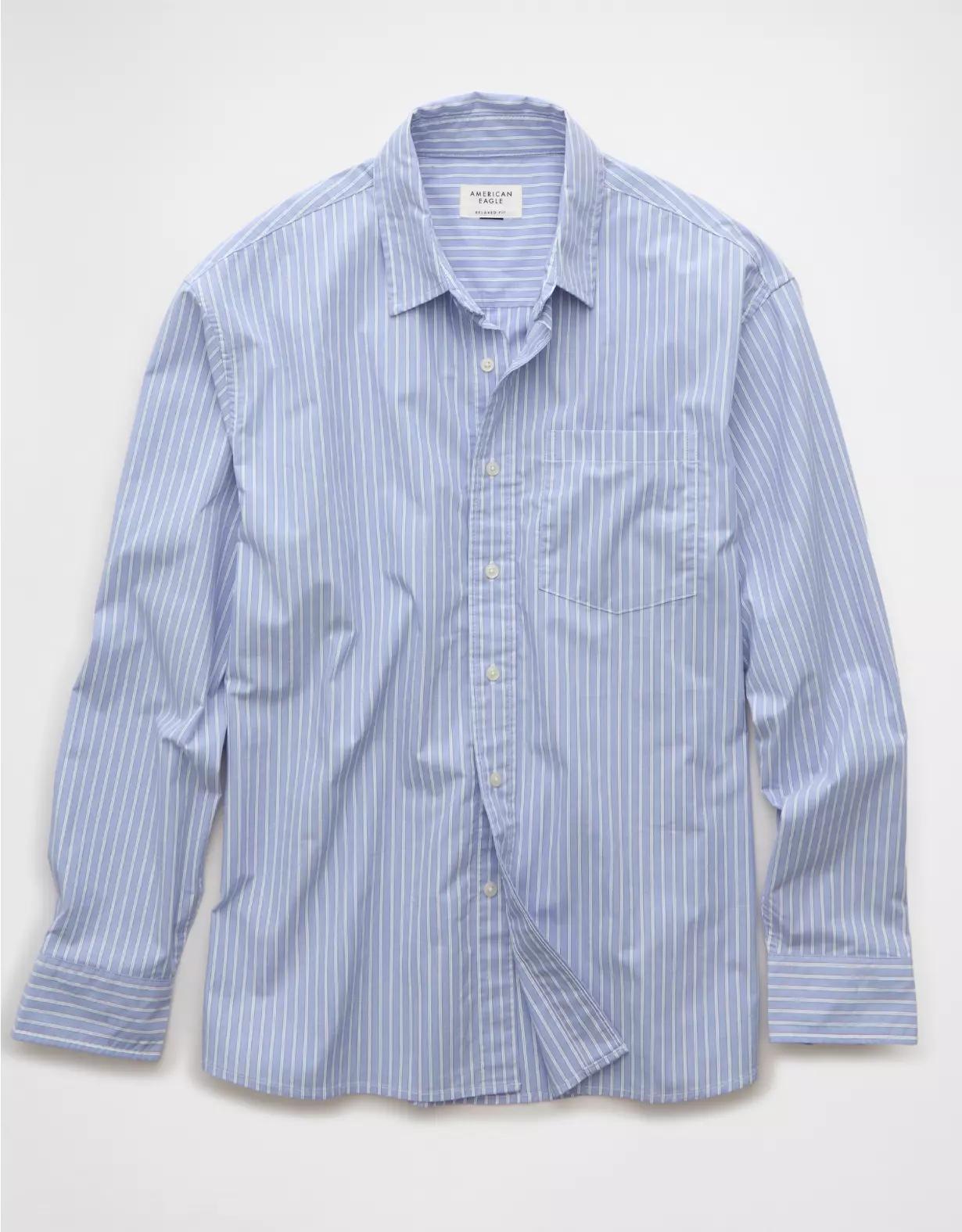 AE Everyday Relaxed Poplin Button-Up Shirt Product Image
