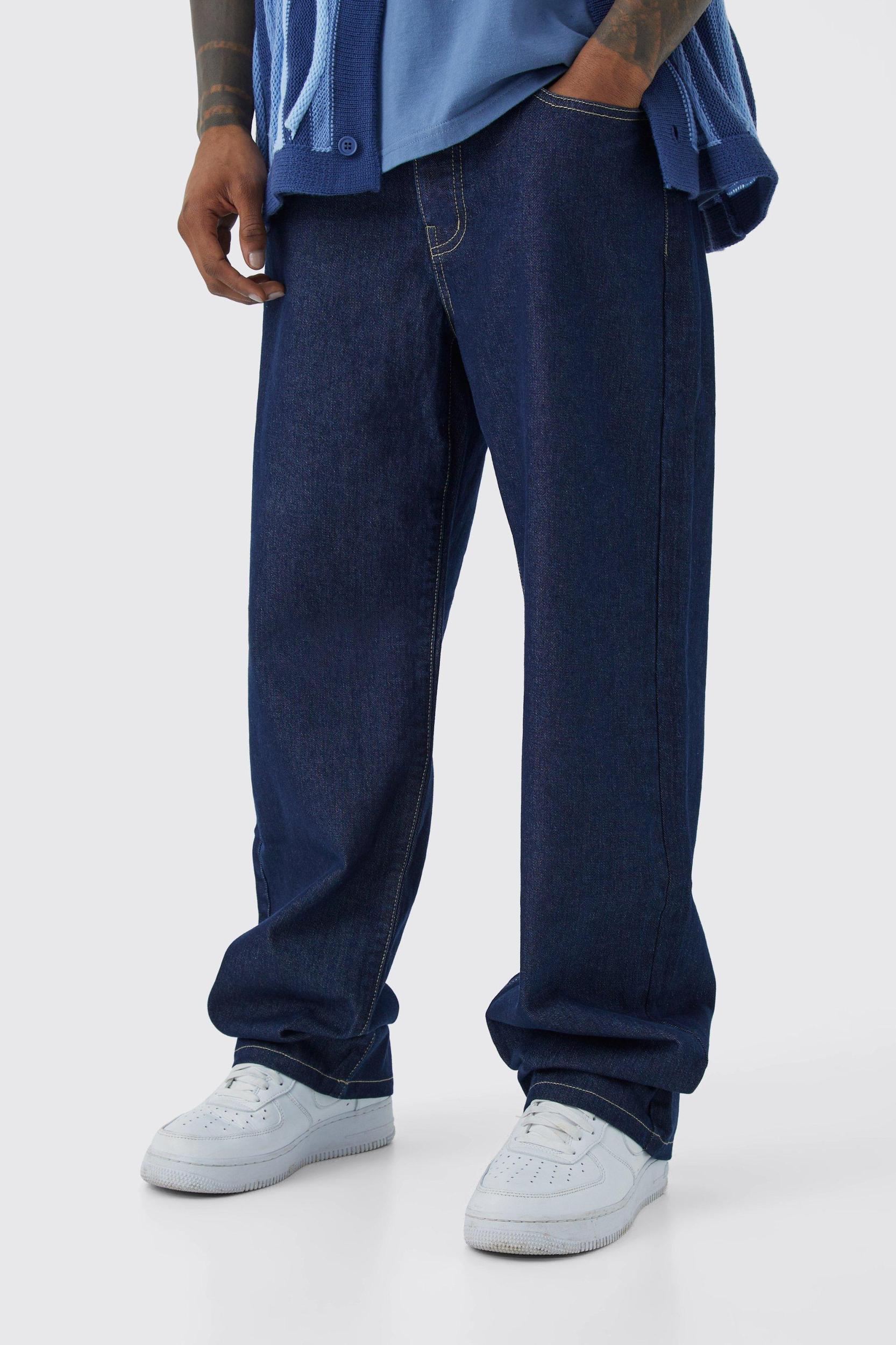 Mens Baggy Rigid Washed Jeans - Blue Product Image