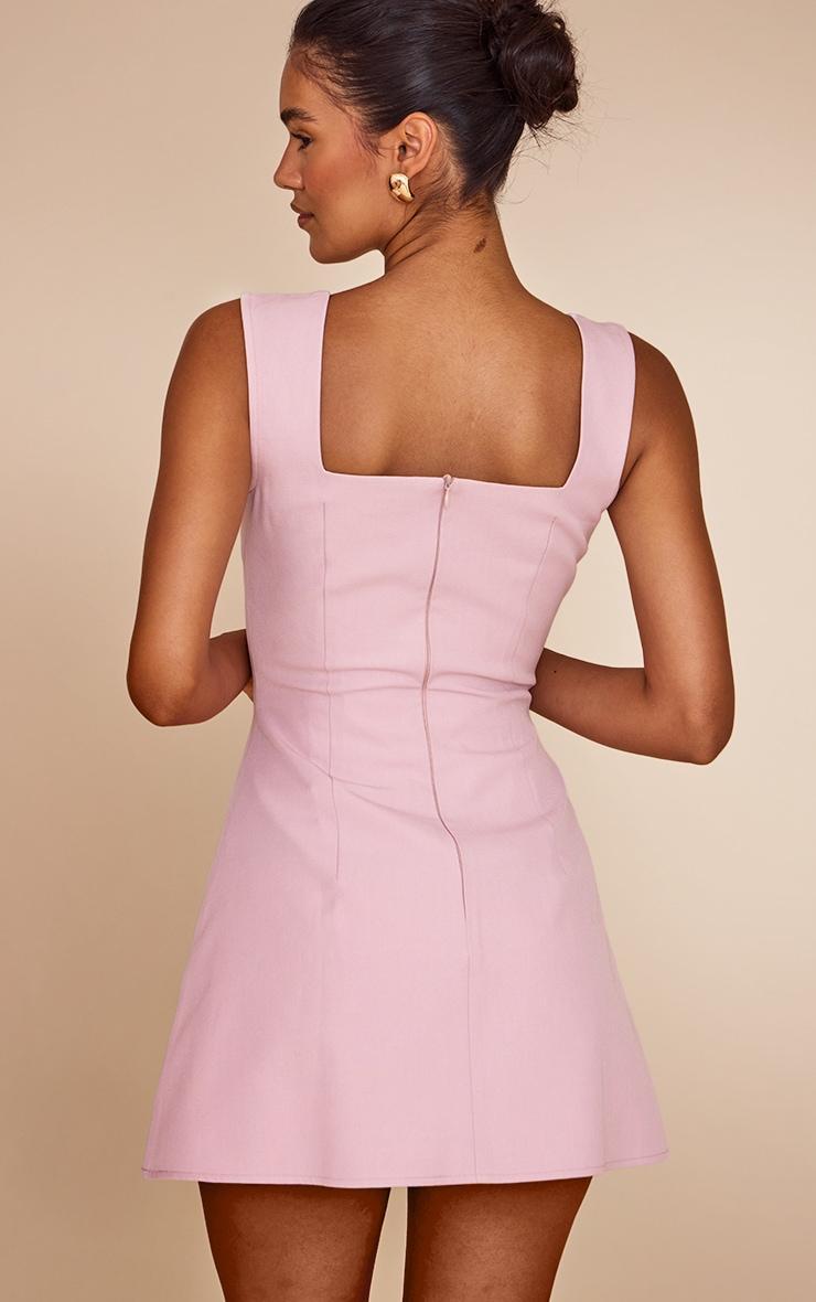 Dusty Pink Twill Bow Detail A-Line Dress Product Image