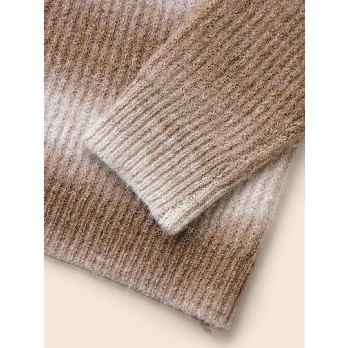 Plus Size Crew Neck Textured Drop Shoulder Pullover Yellowishbrown Women Casual Loose Long Sleeve Round Neck Everyday Pullovers BloomChic 28/5X Product Image