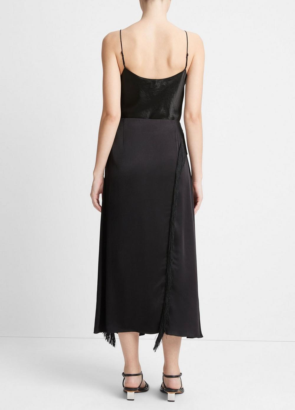 Womens Fringe Draped Asymmetric Skirt, Black, Size 4 Vince Product Image