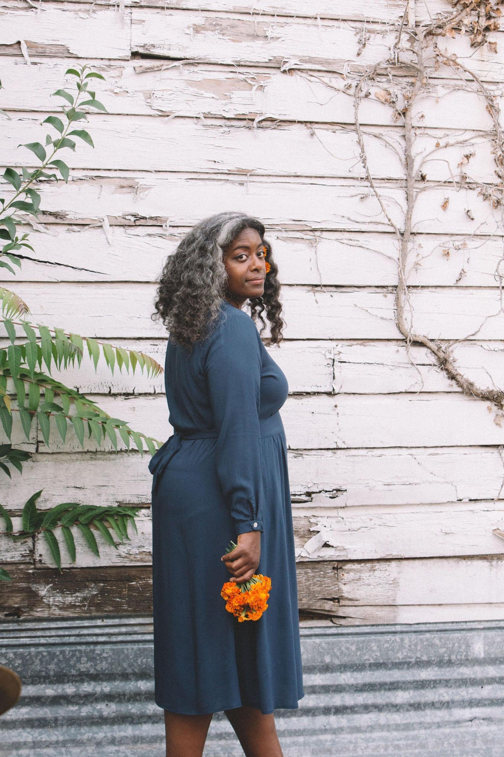 Vera Dress in Navy Challis Product Image