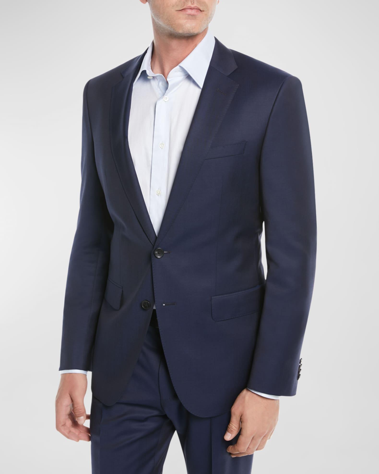 Men's Wool Basic Two-Piece Slim Fit Suit, Blue Product Image