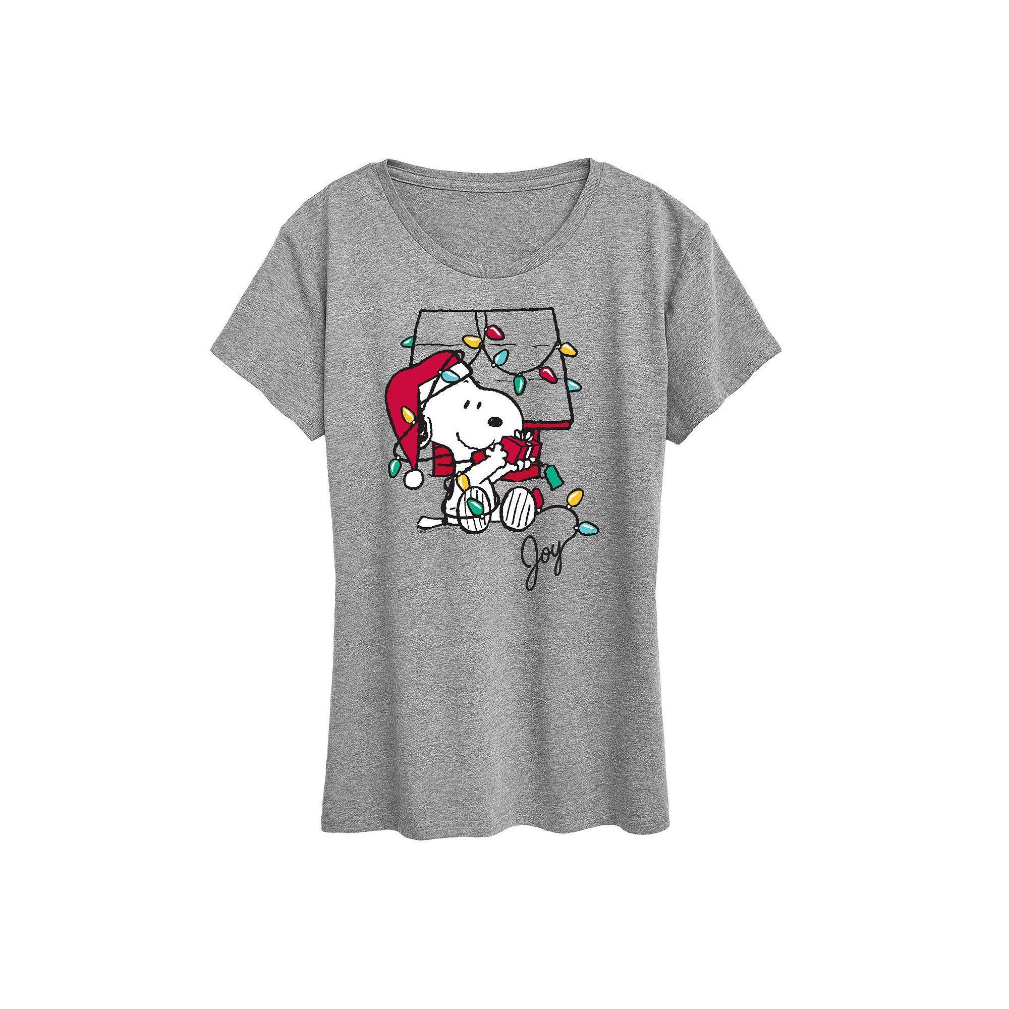Women's Peanuts Snoopy Joyful Moment Graphic Tee, Size: Large, Grey Gray Product Image