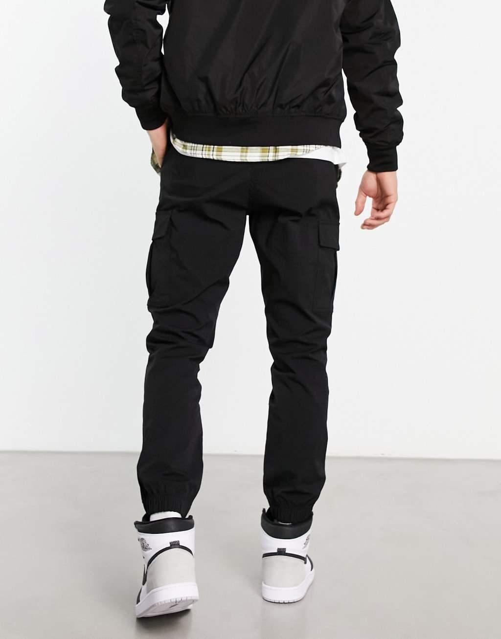 Jack & Jones Intelligence poly cargo pants in black  Product Image