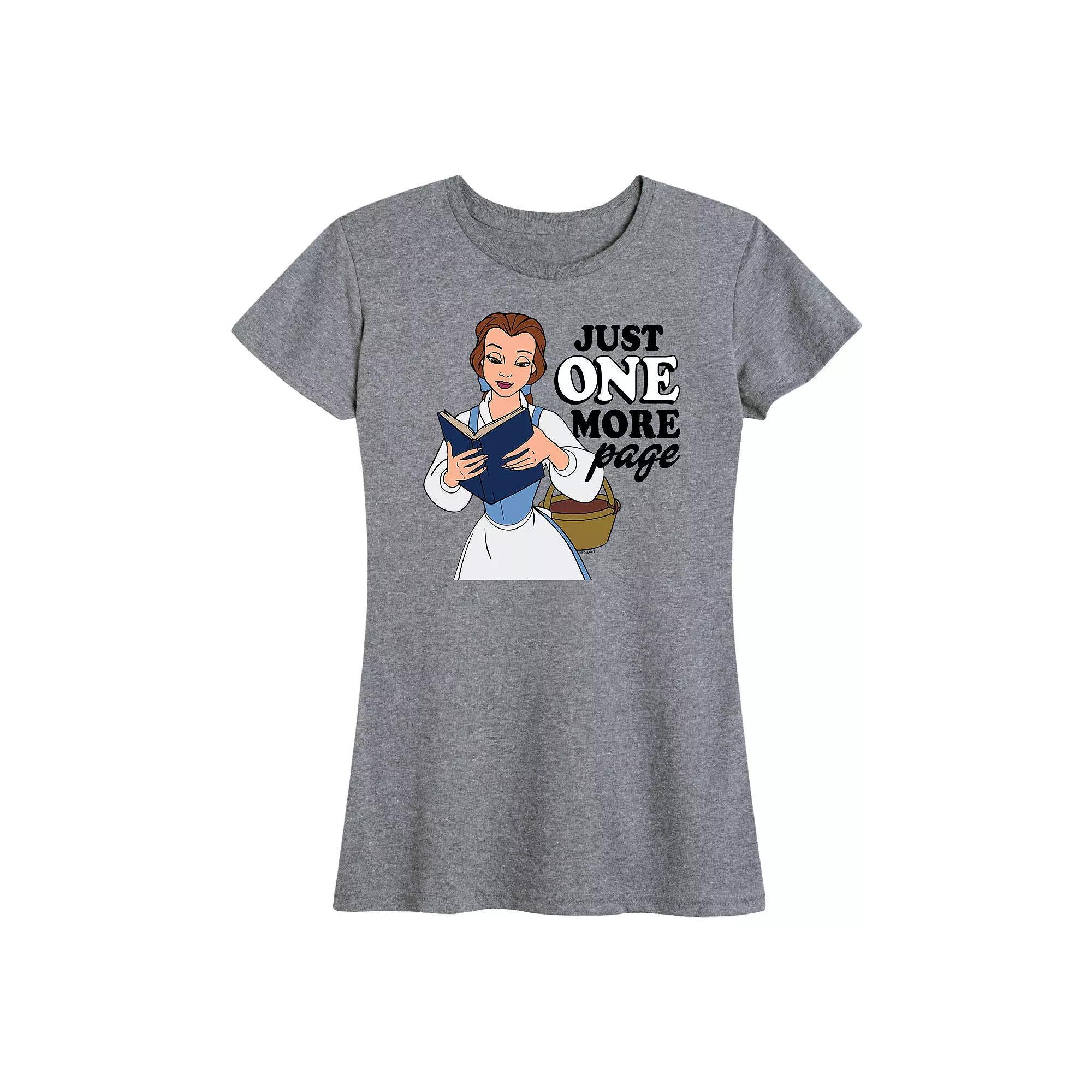 Disney Princess Belle Womens One More Page Graphic Tee, Girls Grey Gray Product Image