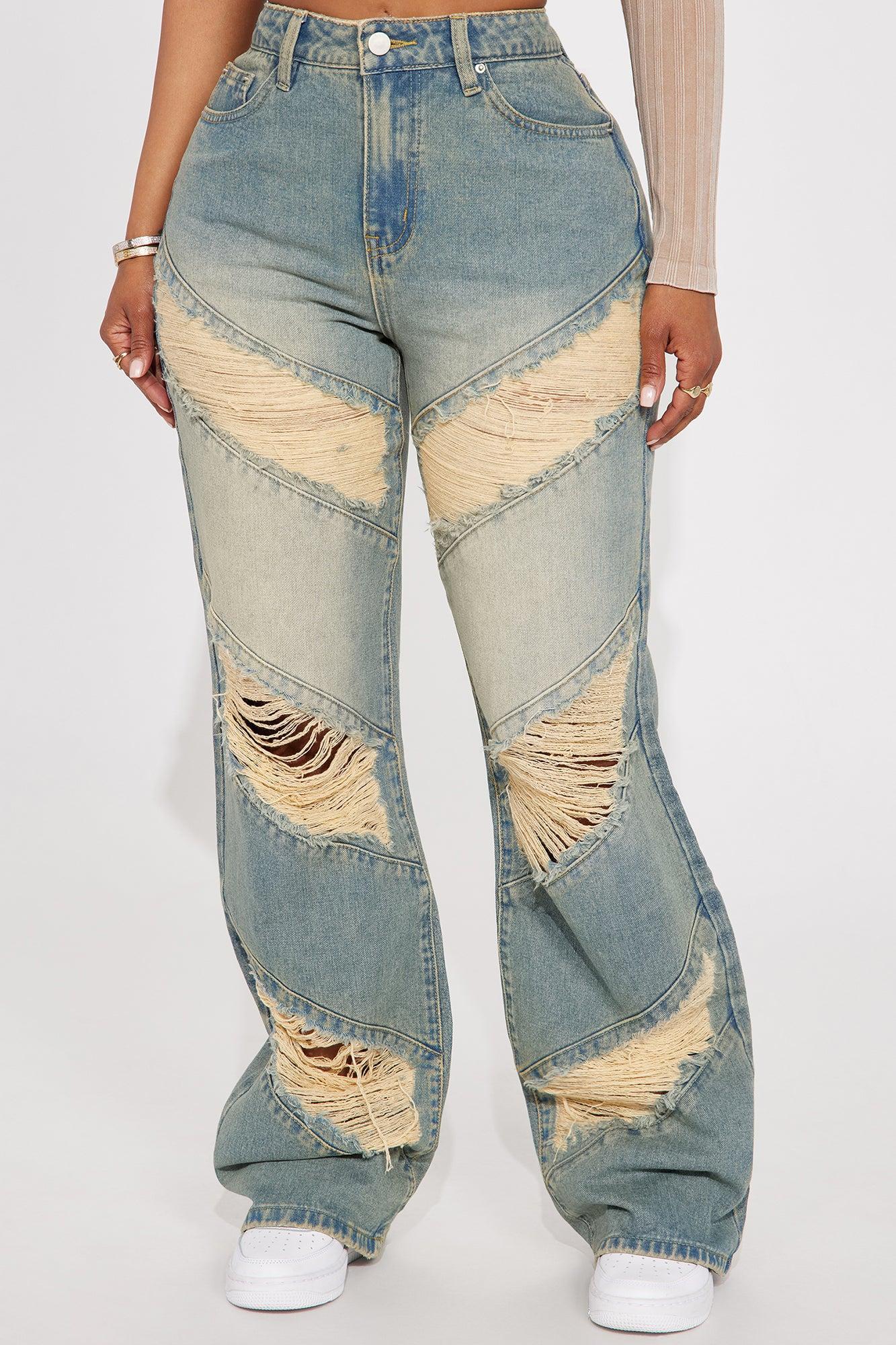 Of Significance Shredded Straight Leg Jeans - Vintage Wash Product Image