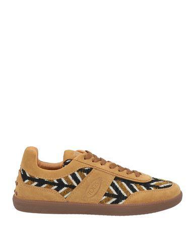 TOD'S Woman Sneakers Camel Size 7.5 Leather, Textile Fibers In Beige Product Image