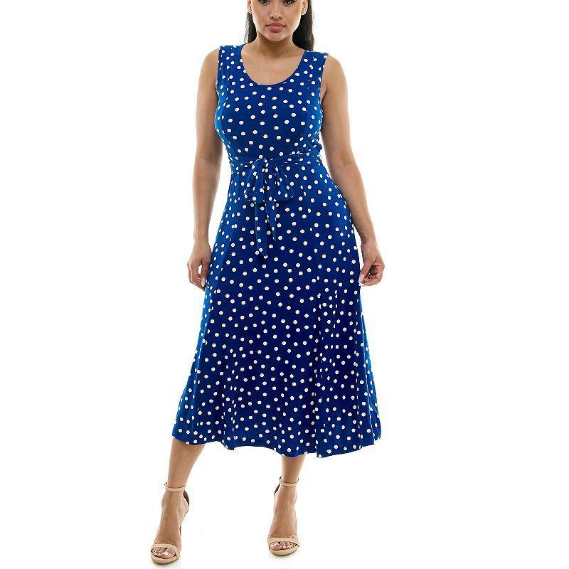 Women's Nina Leonard Belted Sleeveless Print Midi Dress, Size: XL, Brown Team Product Image