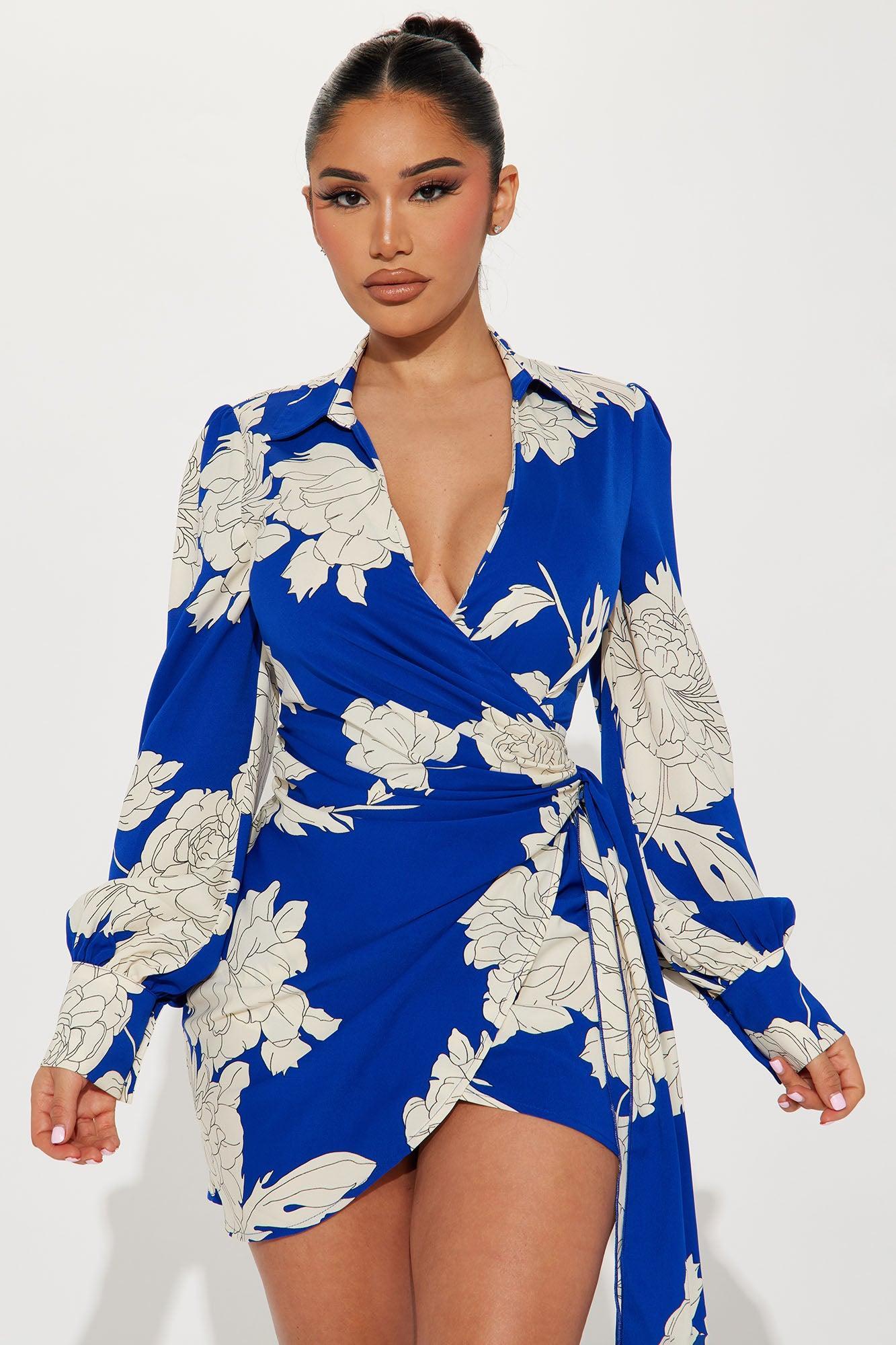 Alina Mini Dress - Royal/combo Product Image