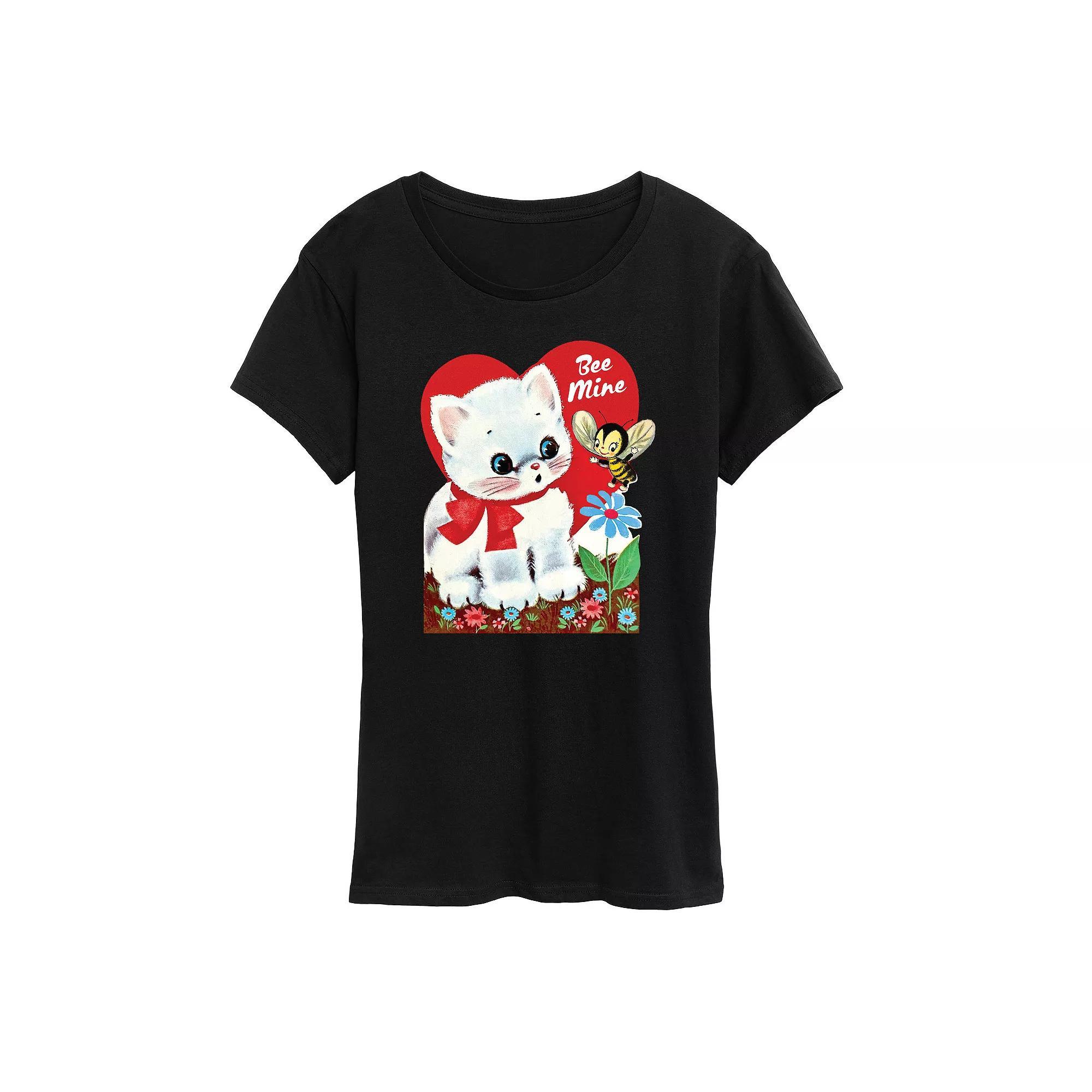 Women's Bee Mine Vintage Valentine's Graphic Tee, Size: Small, Black Product Image