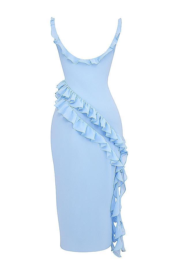Ariela  soft blue ruffle maxi dress Product Image