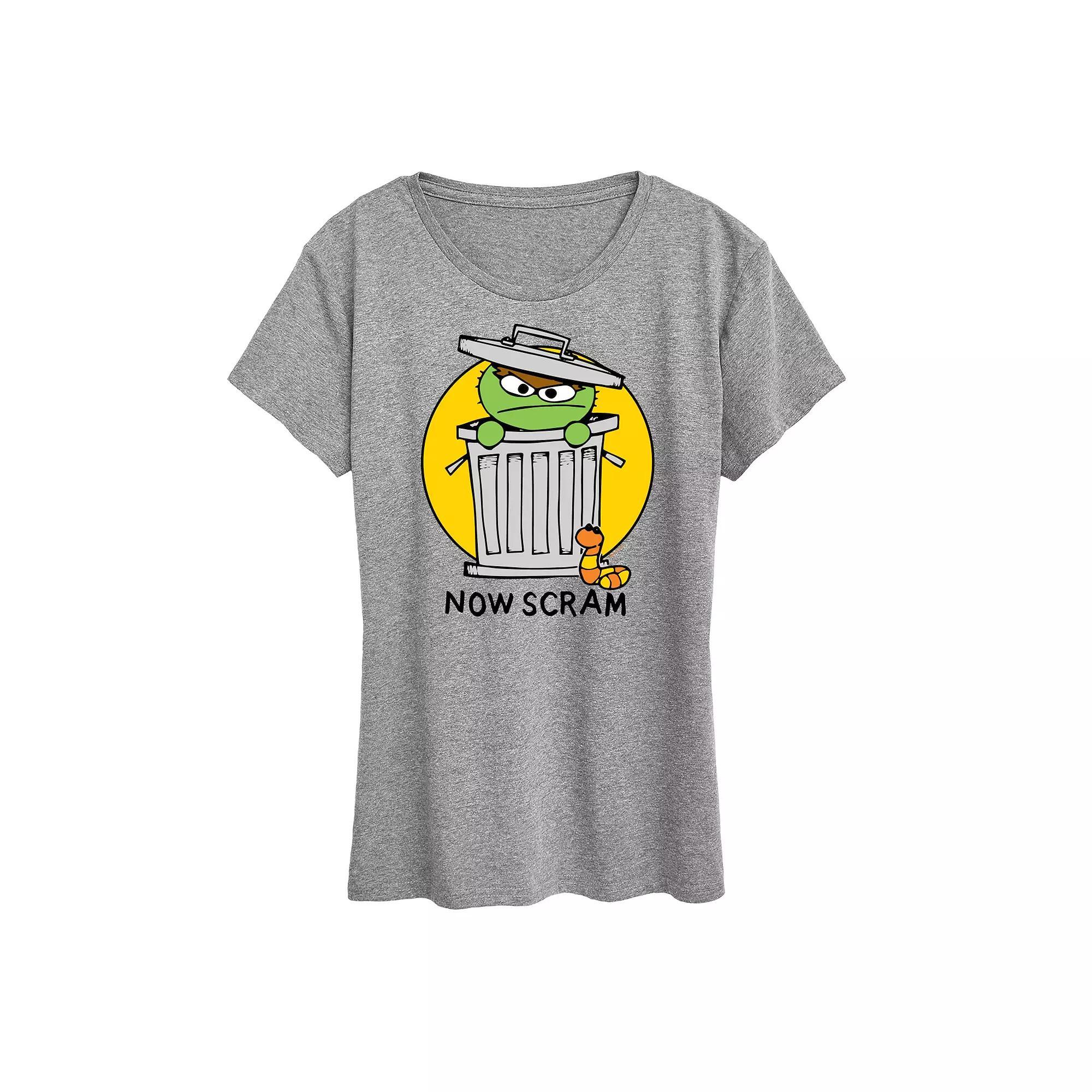 Womens Sesame Street Doodle Oscar Graphic Tee Grey Gray Product Image