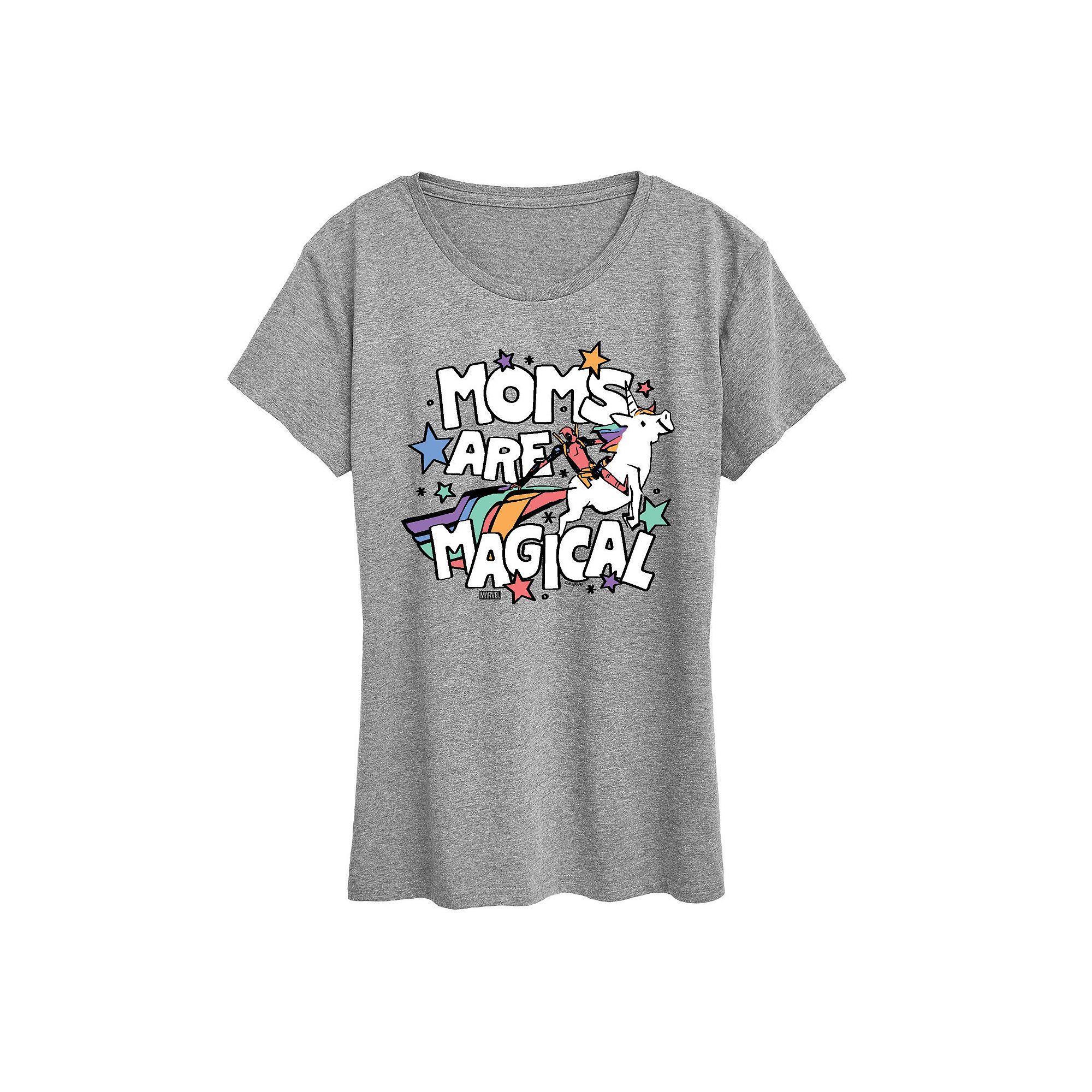 Womens Deadpool Moms Are Magical Graphic Tee Grey Gray Product Image