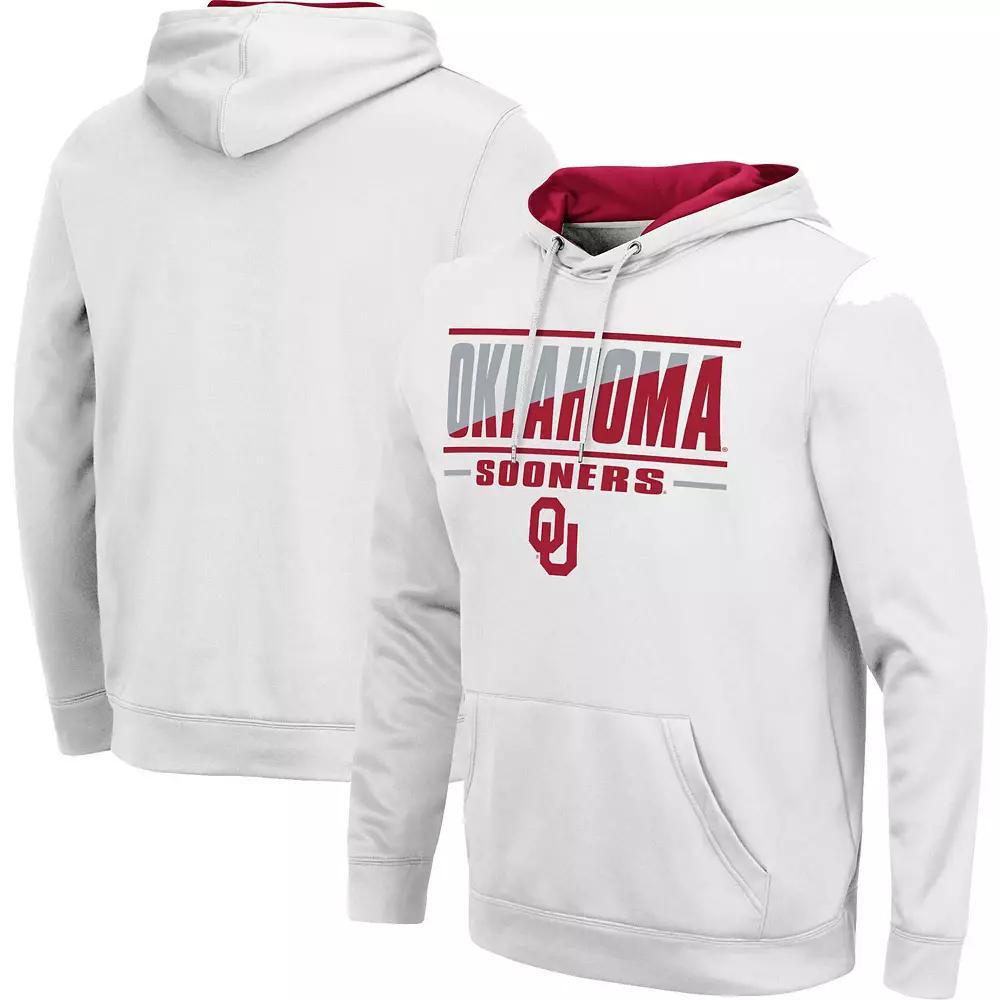 Men's Colosseum White Oklahoma Sooners Slash Stack 2.0 Pullover Hoodie, Size: 2XL Product Image