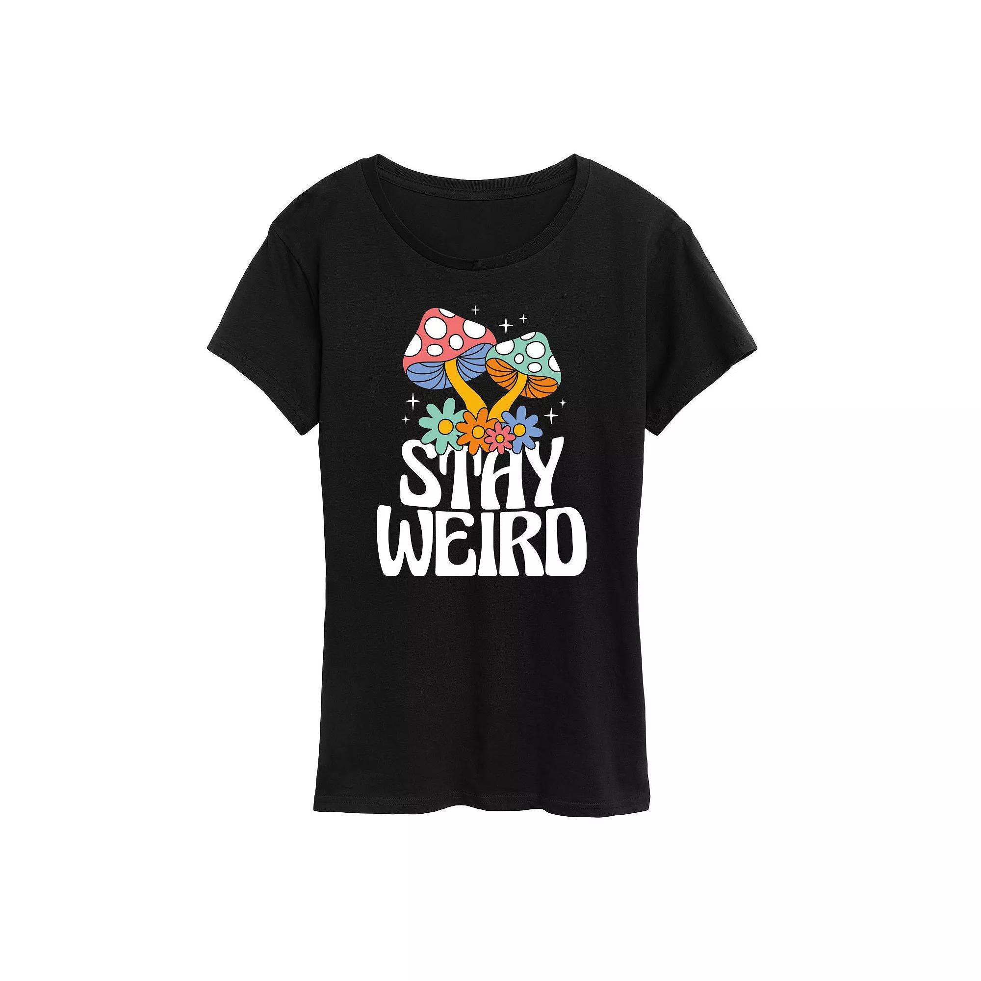 Womens Stay Weird Mushrooms Graphic Tee, Girls Product Image