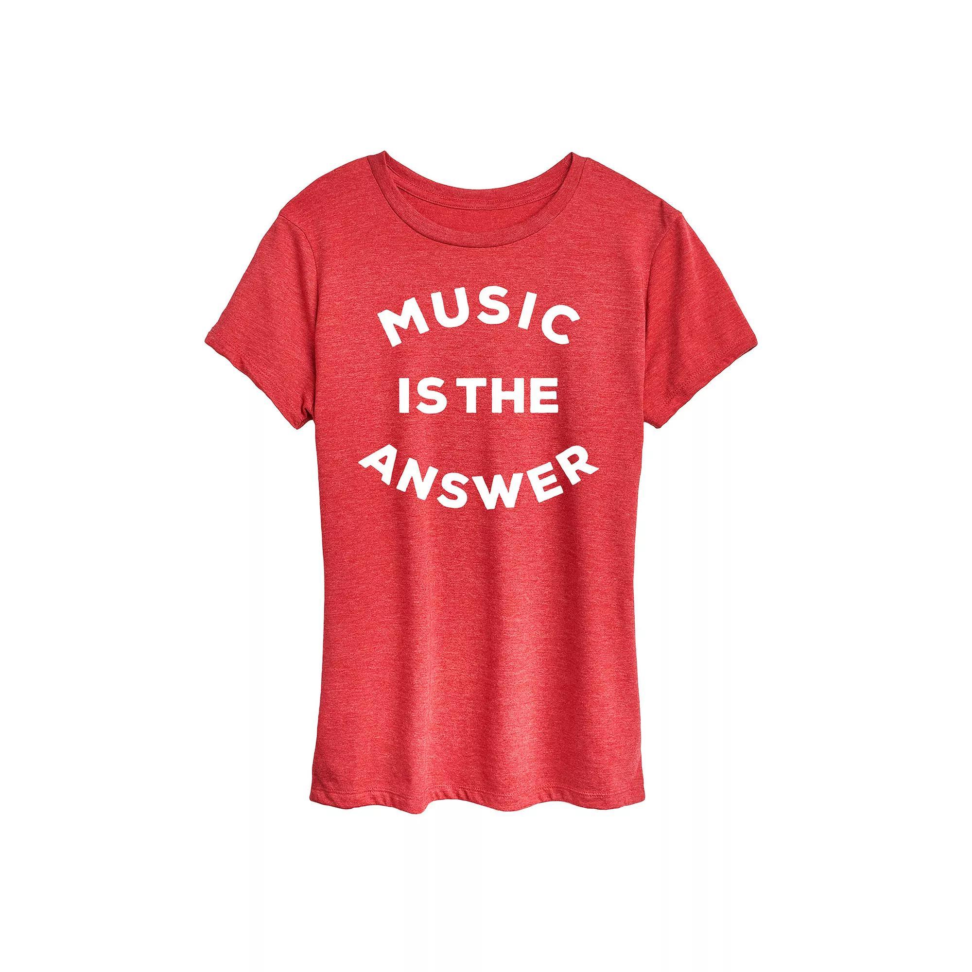 Womens Music is the Answer Graphic Tee Grey Red Product Image