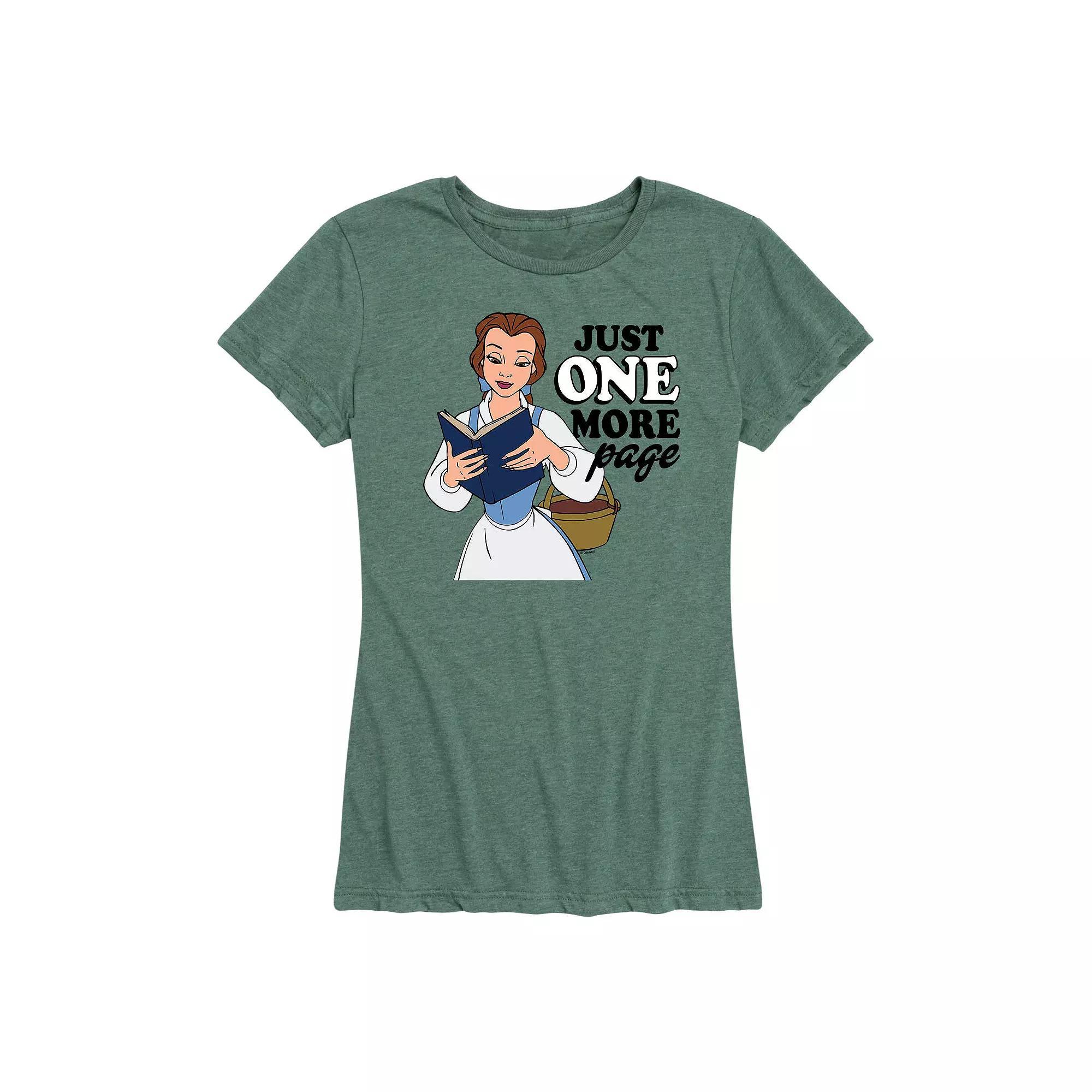 Disney Princess Belle Womens One More Page Graphic Tee, Girls Grey Royal Blue Product Image