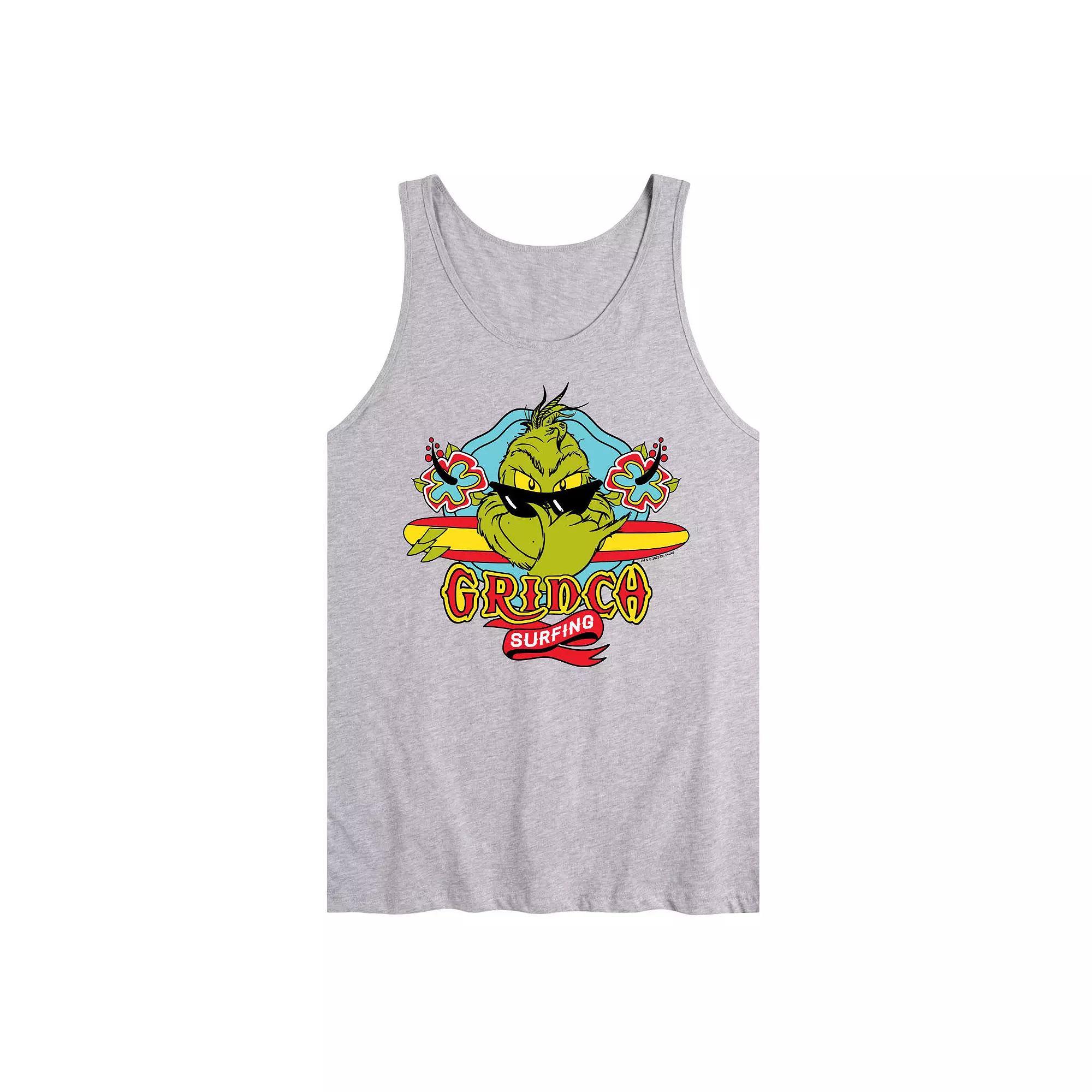 Mens Dr. Seuss The Grinch Surfing Graphic Tank Top Product Image
