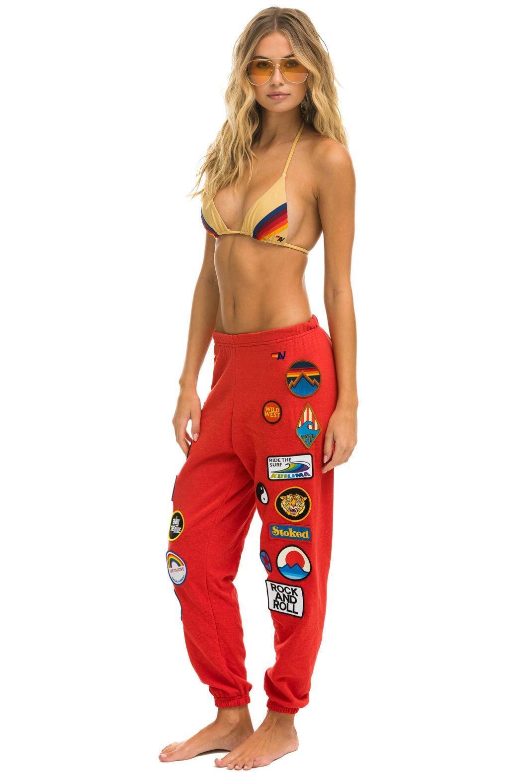 VINTAGE PATCH SWEATPANTS - RED Female Product Image