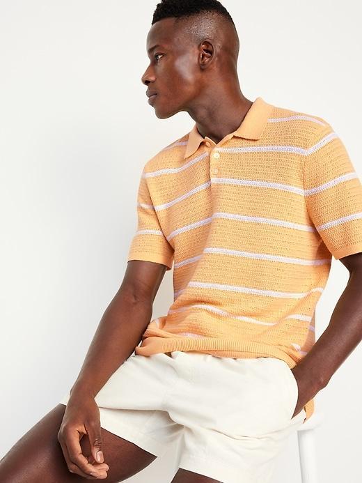 Striped Polo Sweater Product Image