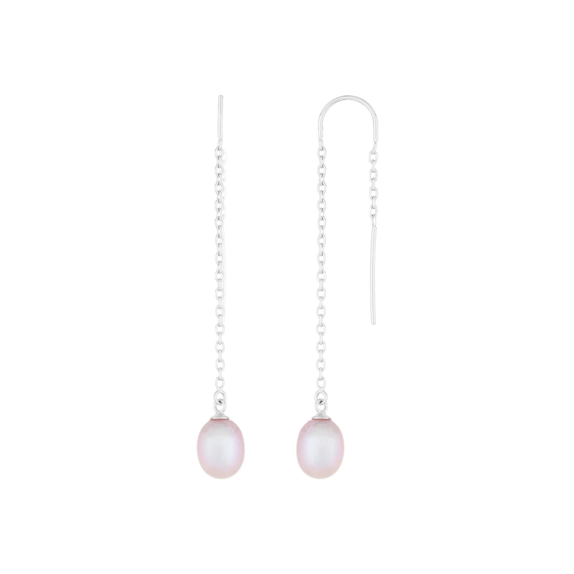 Sterling Silver Freshwater Cultured Pearl Threader Earrings, Women's, Purple Product Image