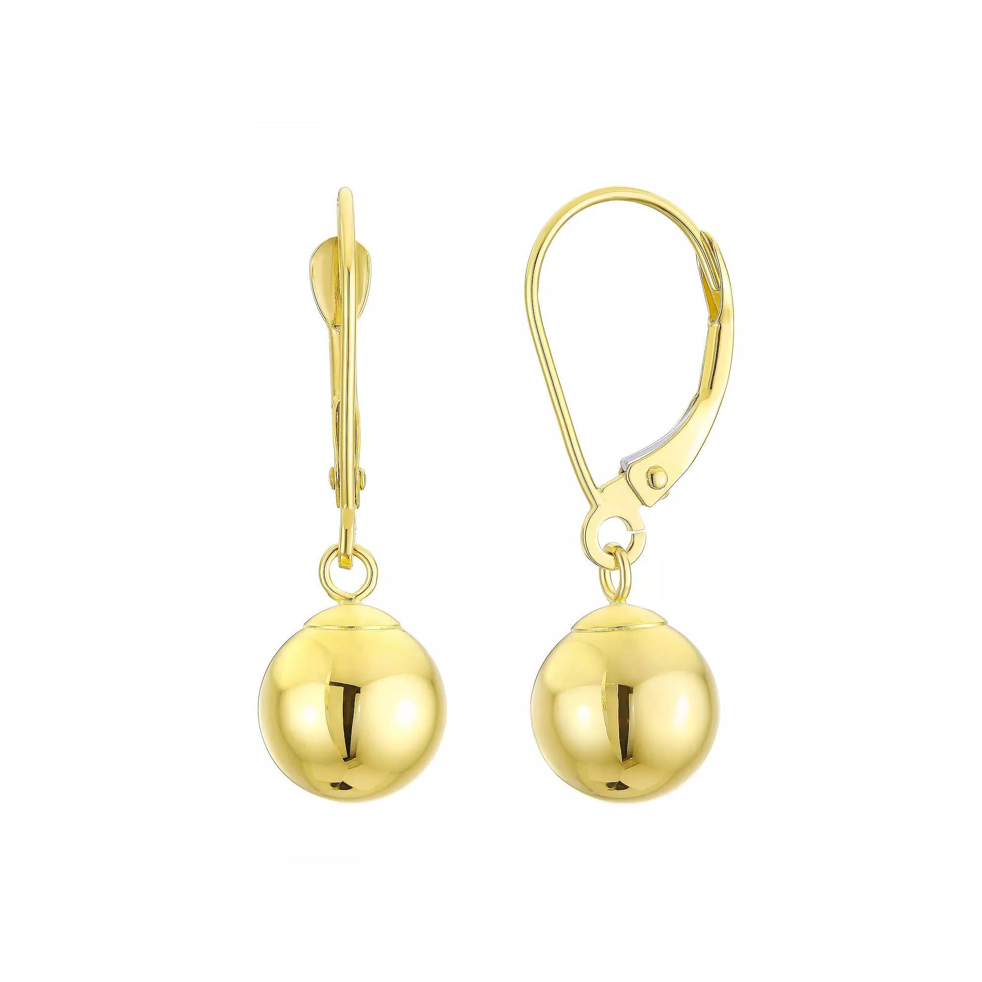 Forever 14K Dangle Ball Leverback Drop Earrings, Women's, 14k Gold Product Image