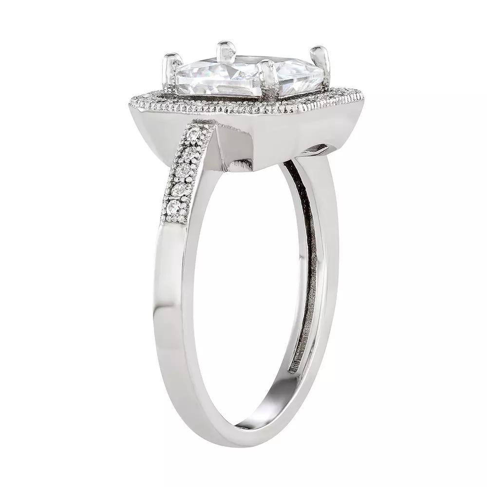 Contessa Di Capri Cubic Zirconia Cushion Cut Ring, Women's, Size: 6, Sterling Silver Product Image