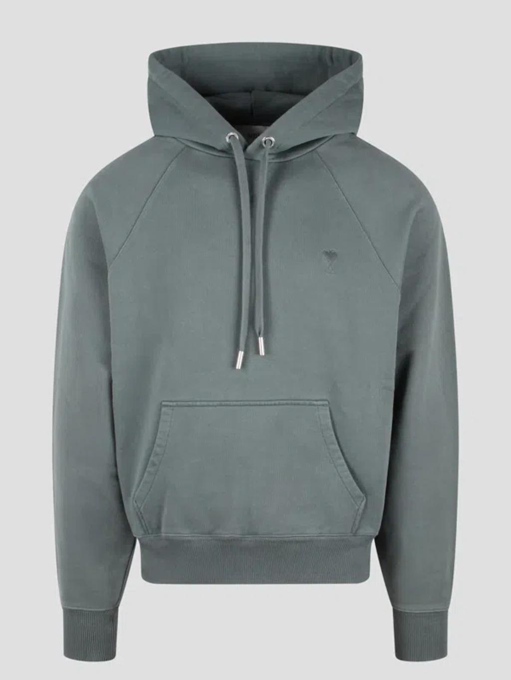 AMI ALEXANDRE MATTIUSSI Green Cotton Hoodie Product Image