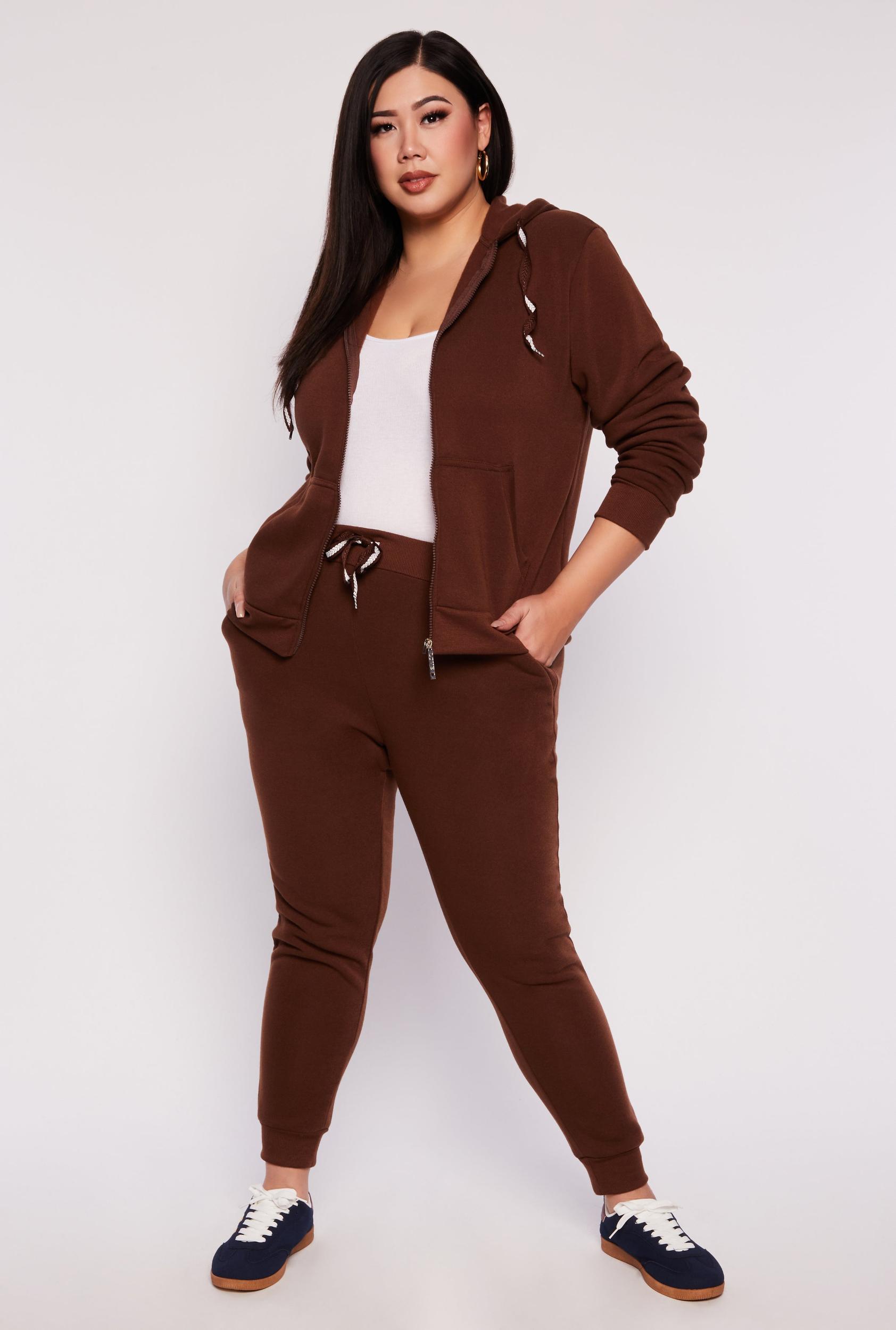 Womens Plus Size Fleece High Waist Joggers Product Image