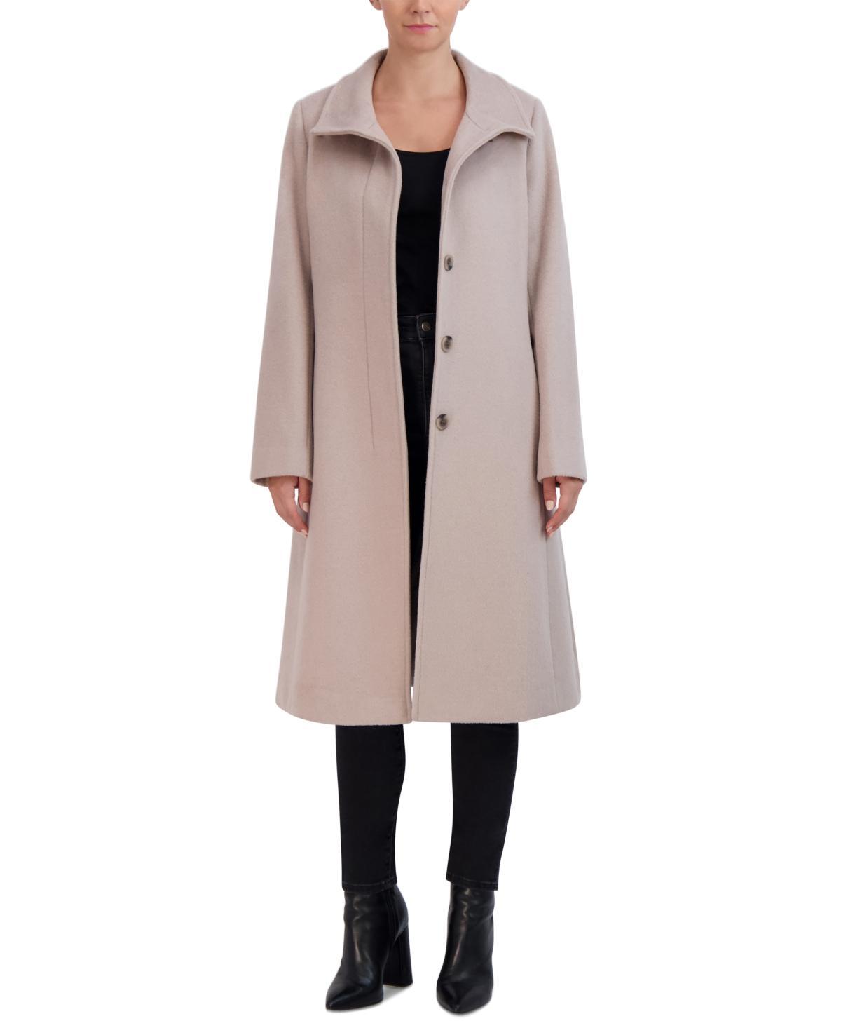 Cole Haan Womens Stand-Collar Single-Breasted Wool Blend Coat Product Image
